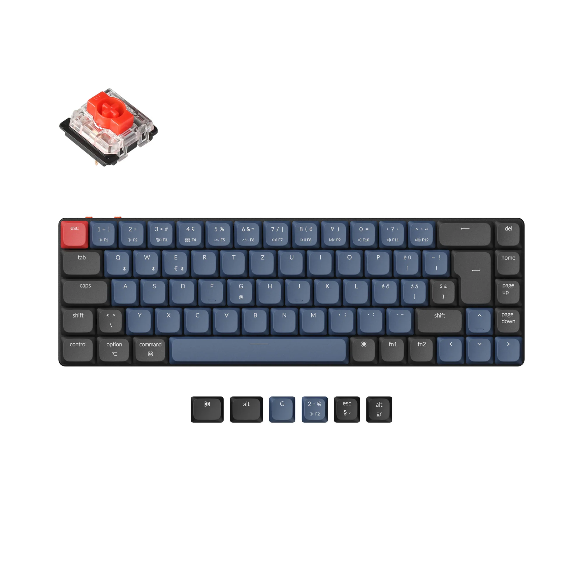 Teclado Mecânico Personalizado Sem Fio Keychron K7 Pro QMK/VIA Coleção de Layout ISO