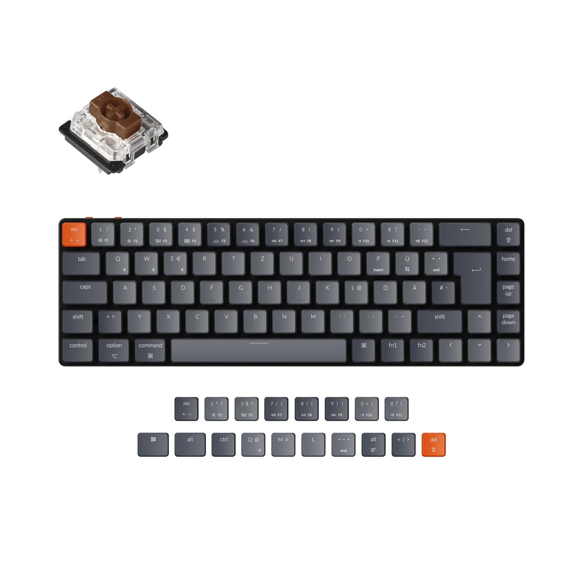 Clavier mécanique sans fil ultra-mince Keychron K7 (layout ISO-DE allemand)