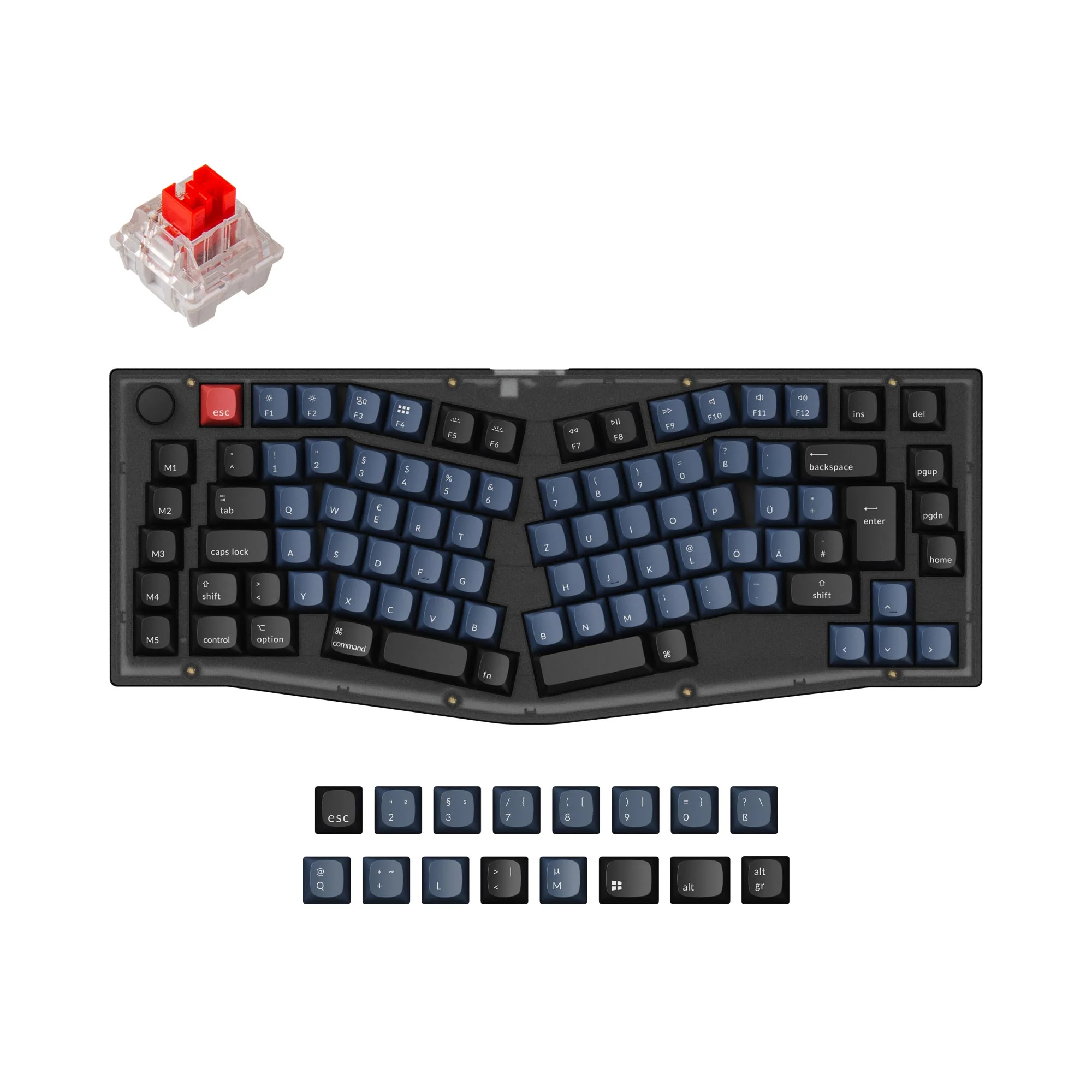Coleção de Teclado Mecânico Personalizado QMK Keychron V10 (Layout Alice) com Layout ISO