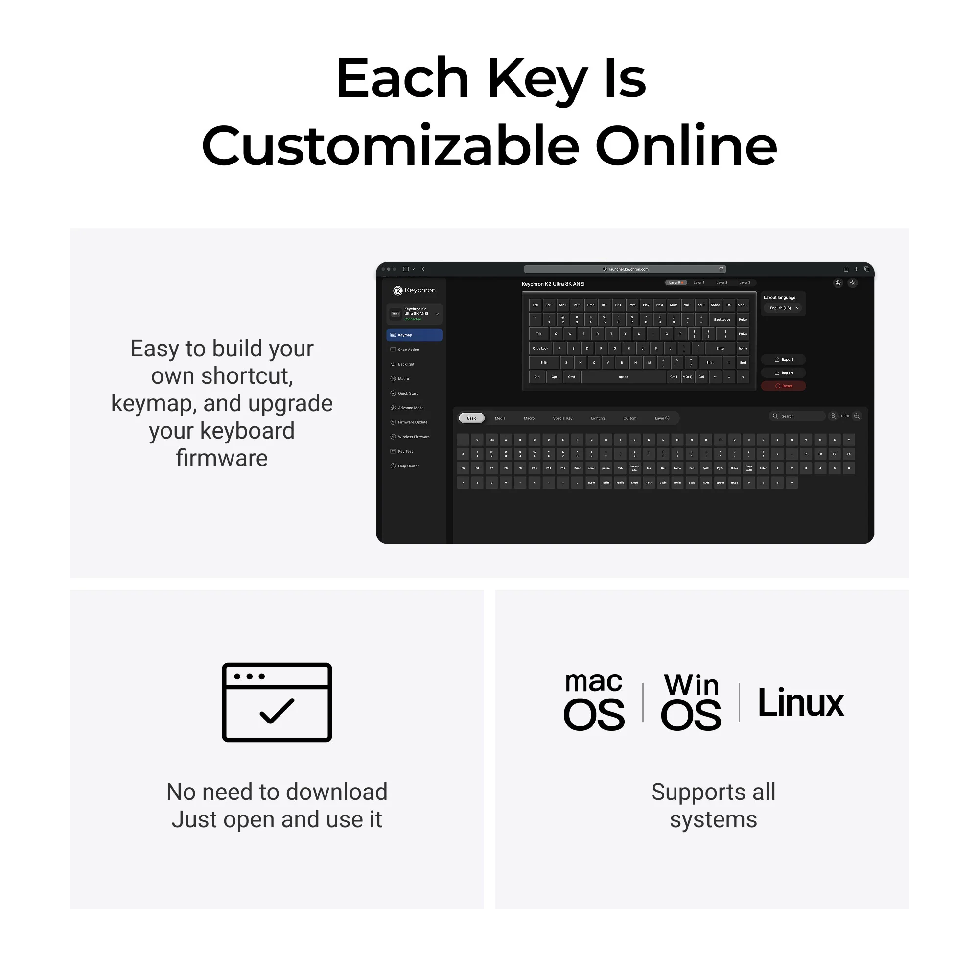 Teclado Mecânico Sem Fio Custom Keychron K2 Ultra 8K