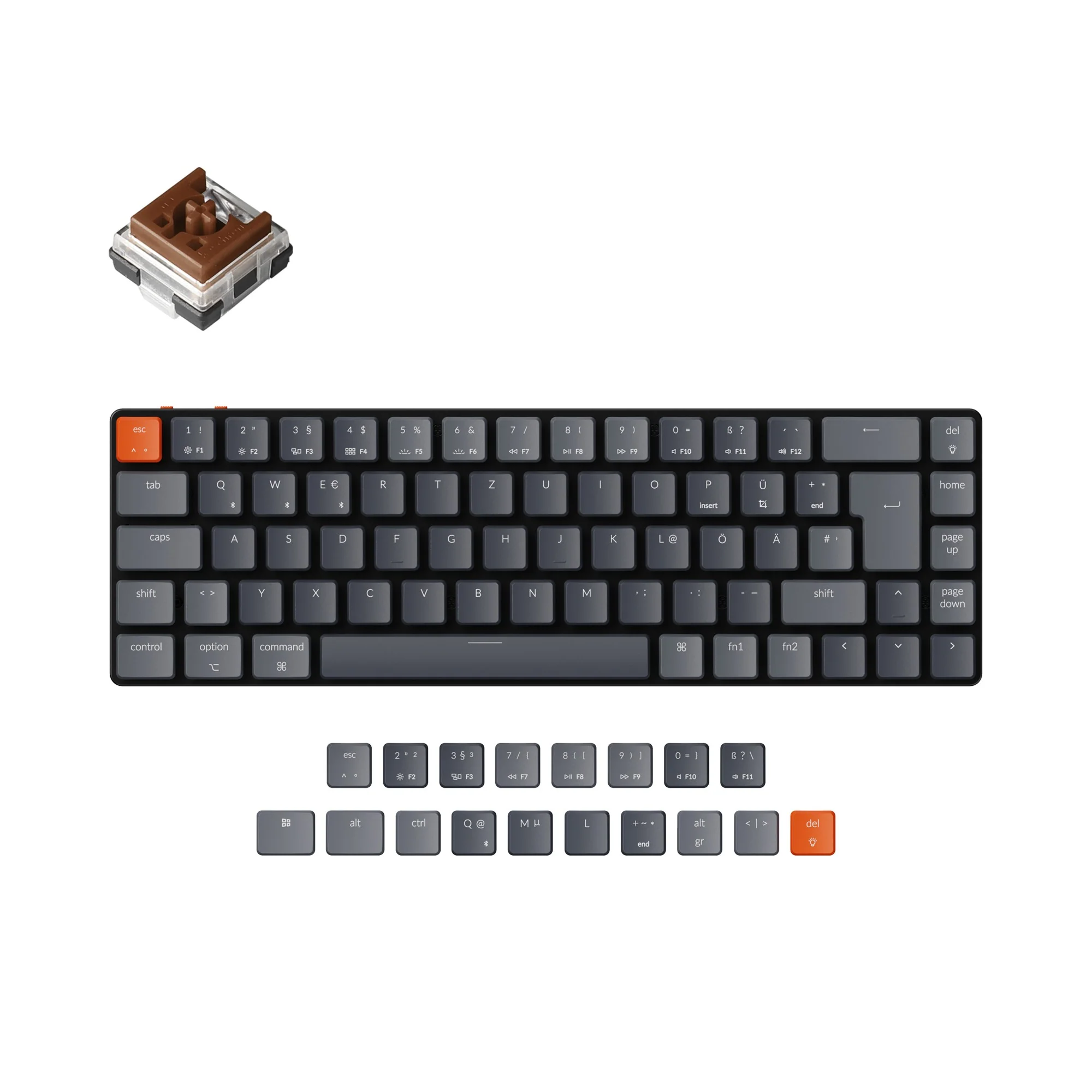 Clavier mécanique sans fil ultra-mince Keychron K7 (layout ISO-DE allemand)