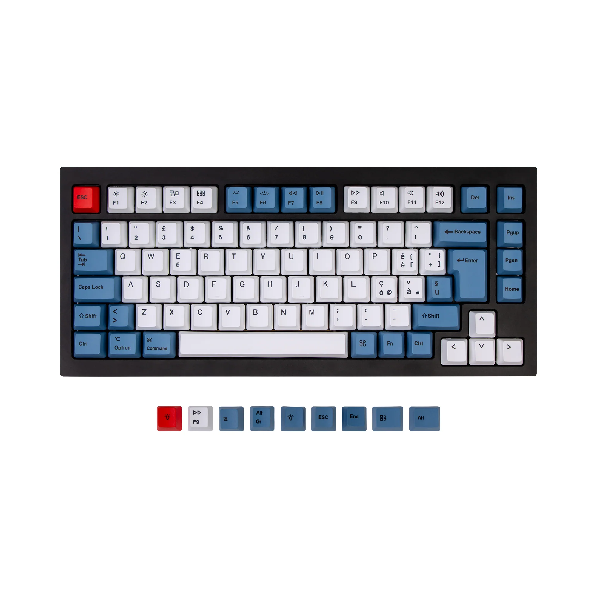Set de touches PBT Dye-Sub OEM ISO pour Q1 & Q1 Pro & V1 & K2 & K2 Pro - Bleu