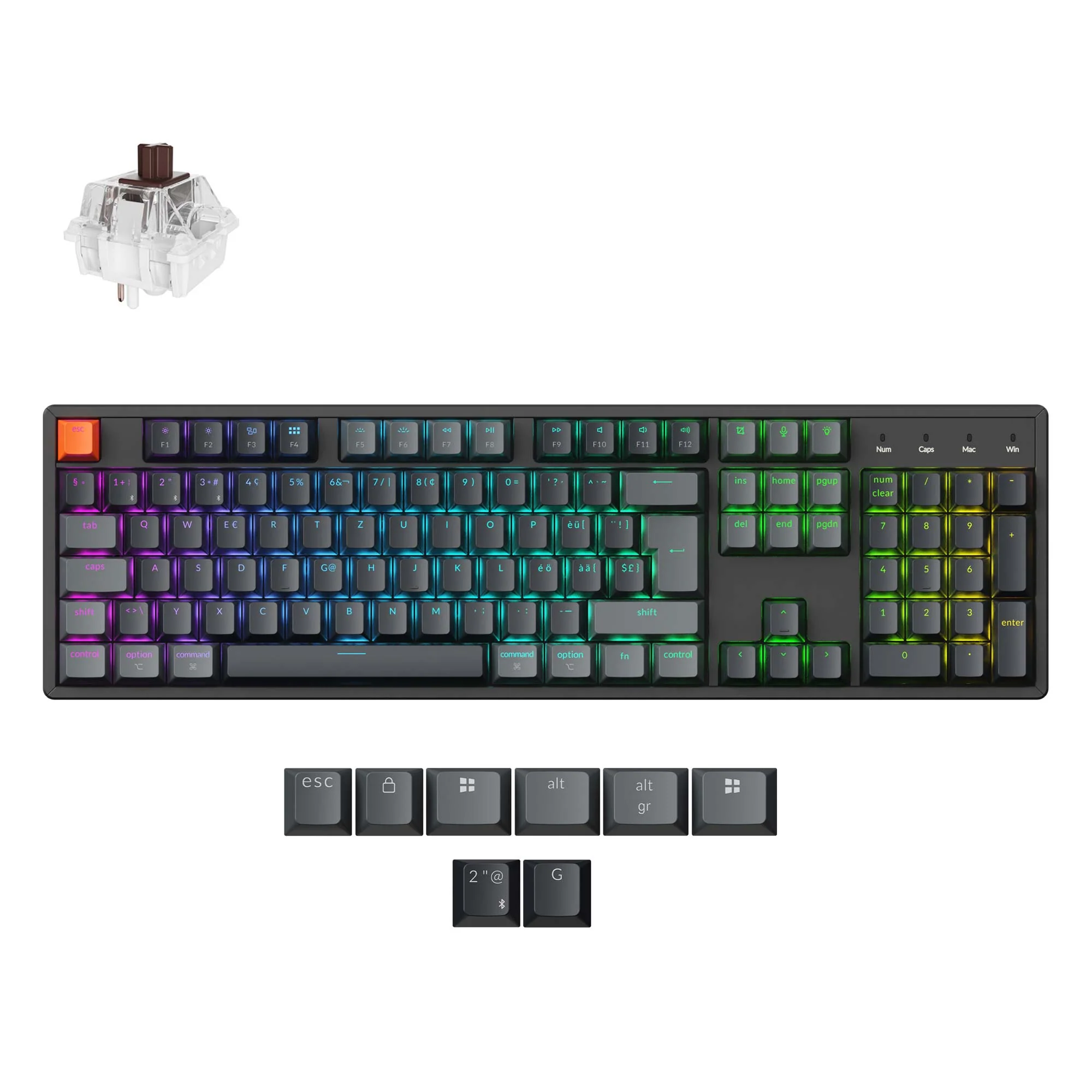 Keychron K10 Teclado mecánico inalámbrico QMK (distribución ISO) - Versión 2