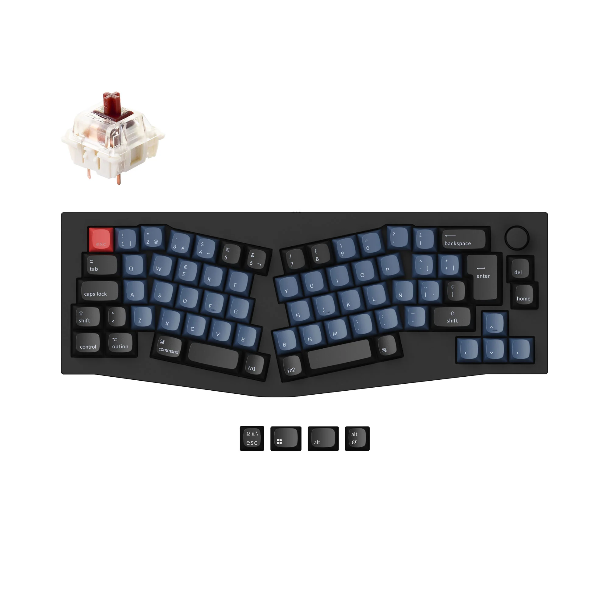 Teclado Mecânico Personalizado QMK Keychron Q8 (Layout Alice) - Coleção de Layout ISO