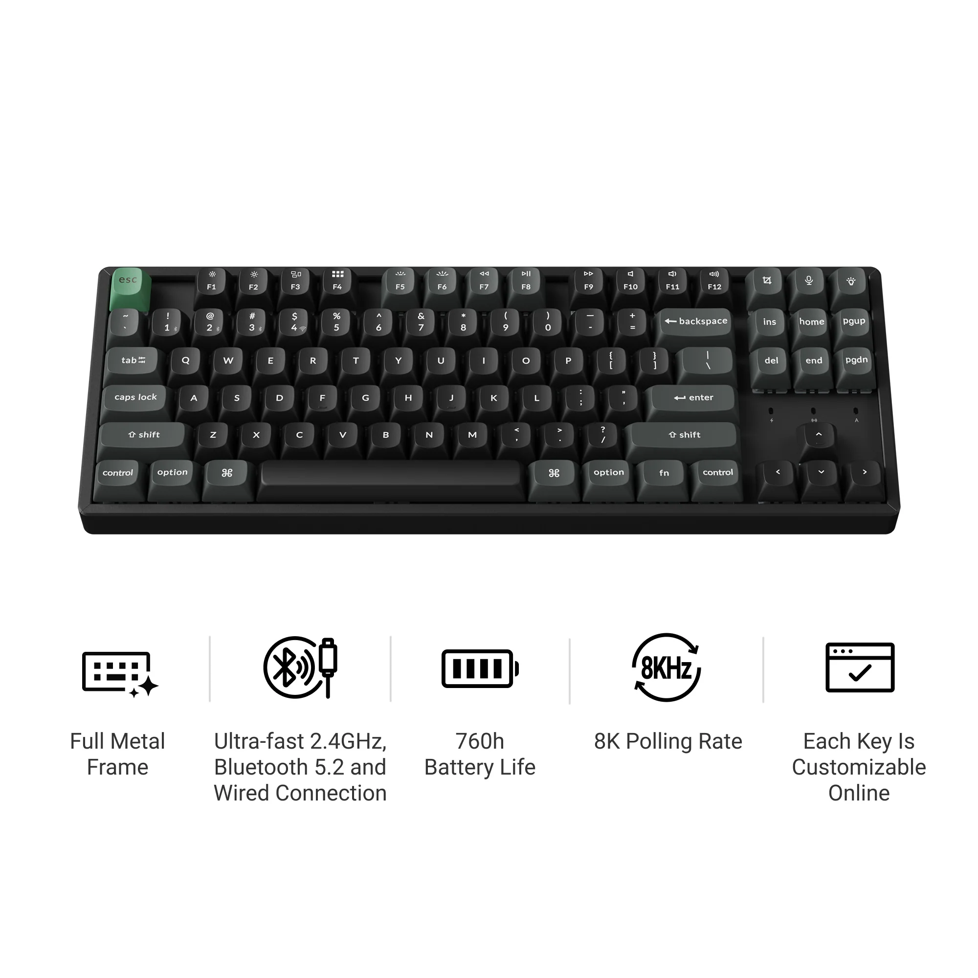 Teclado Mecânico Sem Fio Custom Keychron K8 Ultra 8K