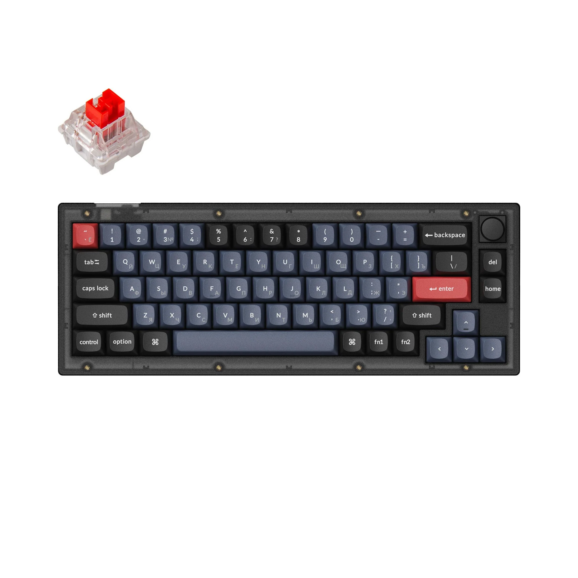 Keychron V2 QMK custom mekanisk tastatur, russisk layout