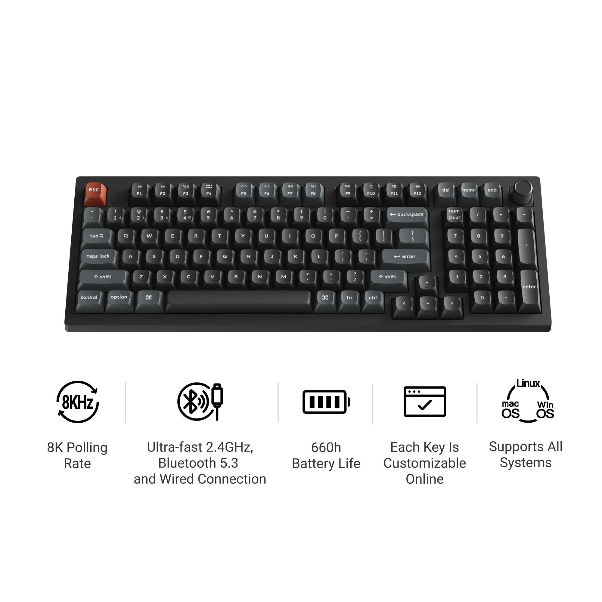 Teclado mecánico personalizado inalámbrico Keychron V5 Ultra 8K