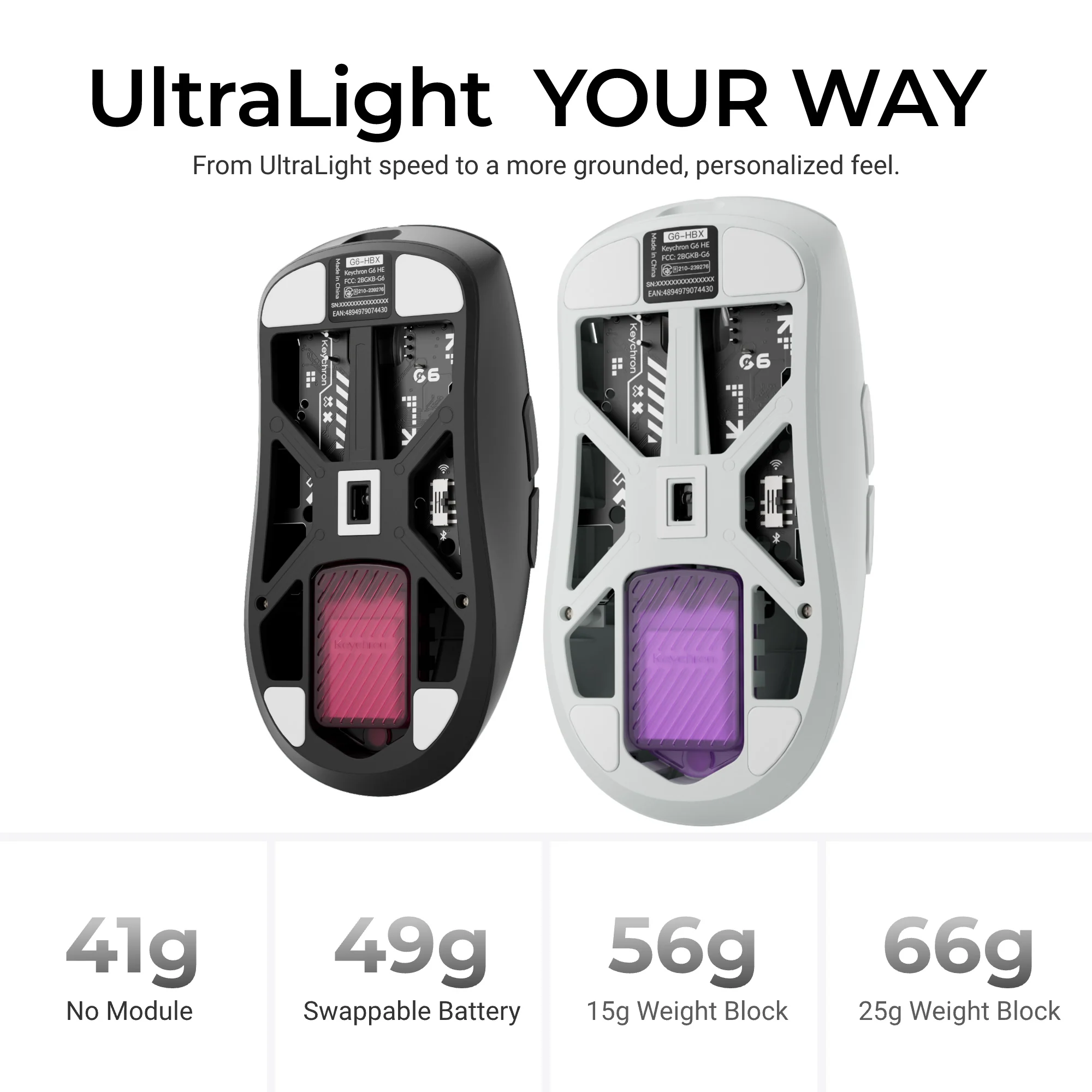 Keychron G6 HE UltraLight trådløs mus
