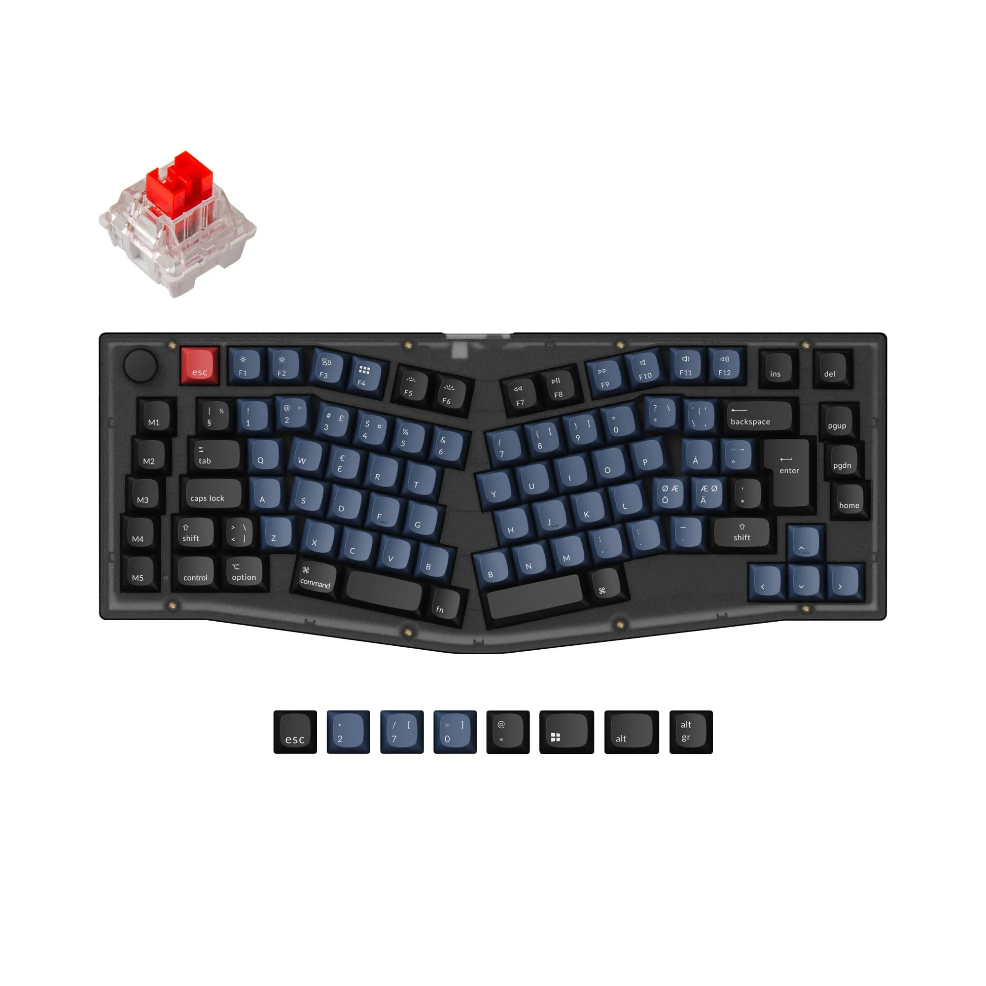 Coleção de Teclado Mecânico Personalizado QMK Keychron V10 (Layout Alice) com Layout ISO