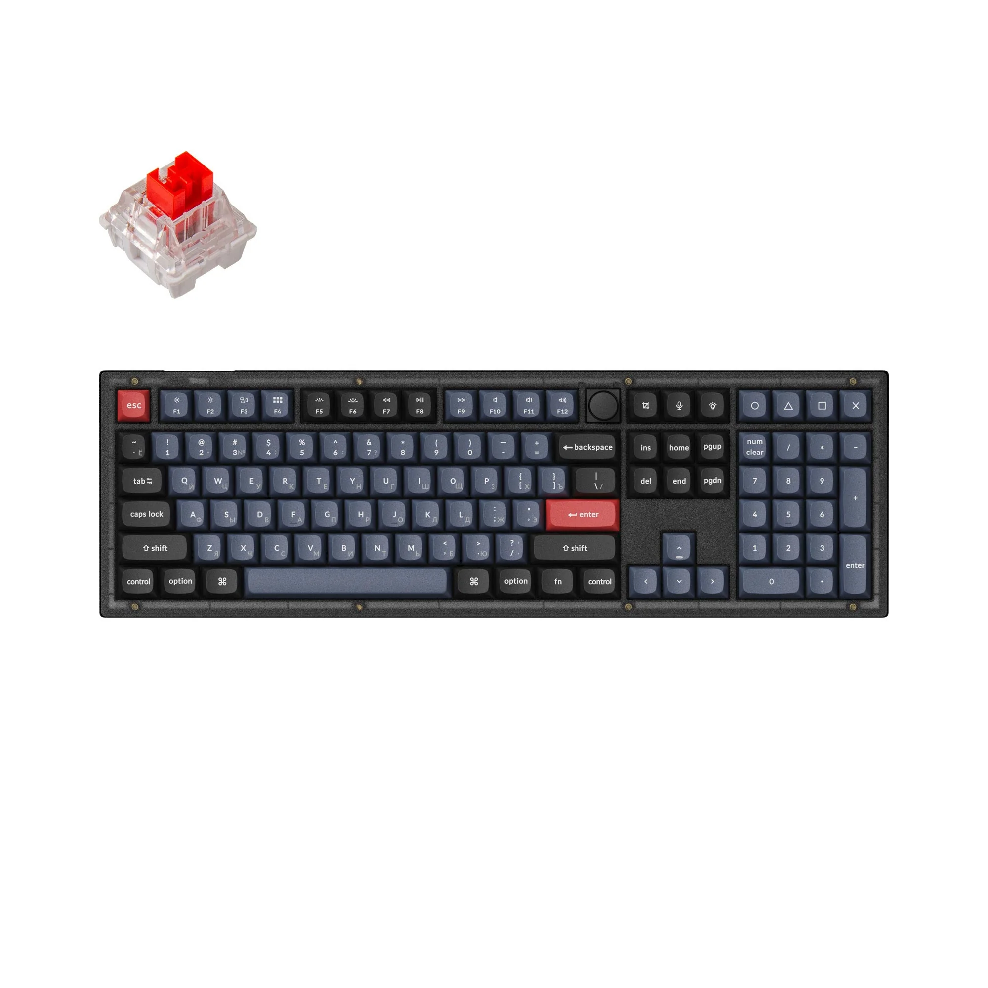 Teclado mecánico personalizado QMK Keychron V6 con distribución rusa