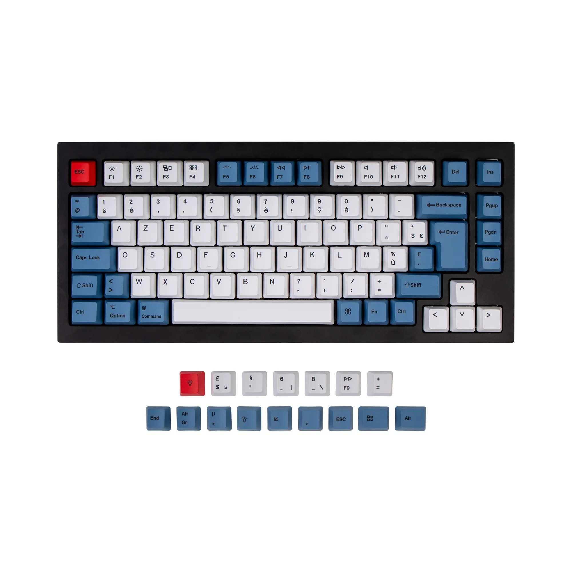 Set de touches PBT Dye-Sub OEM ISO pour Q1 & Q1 Pro & V1 & K2 & K2 Pro - Bleu