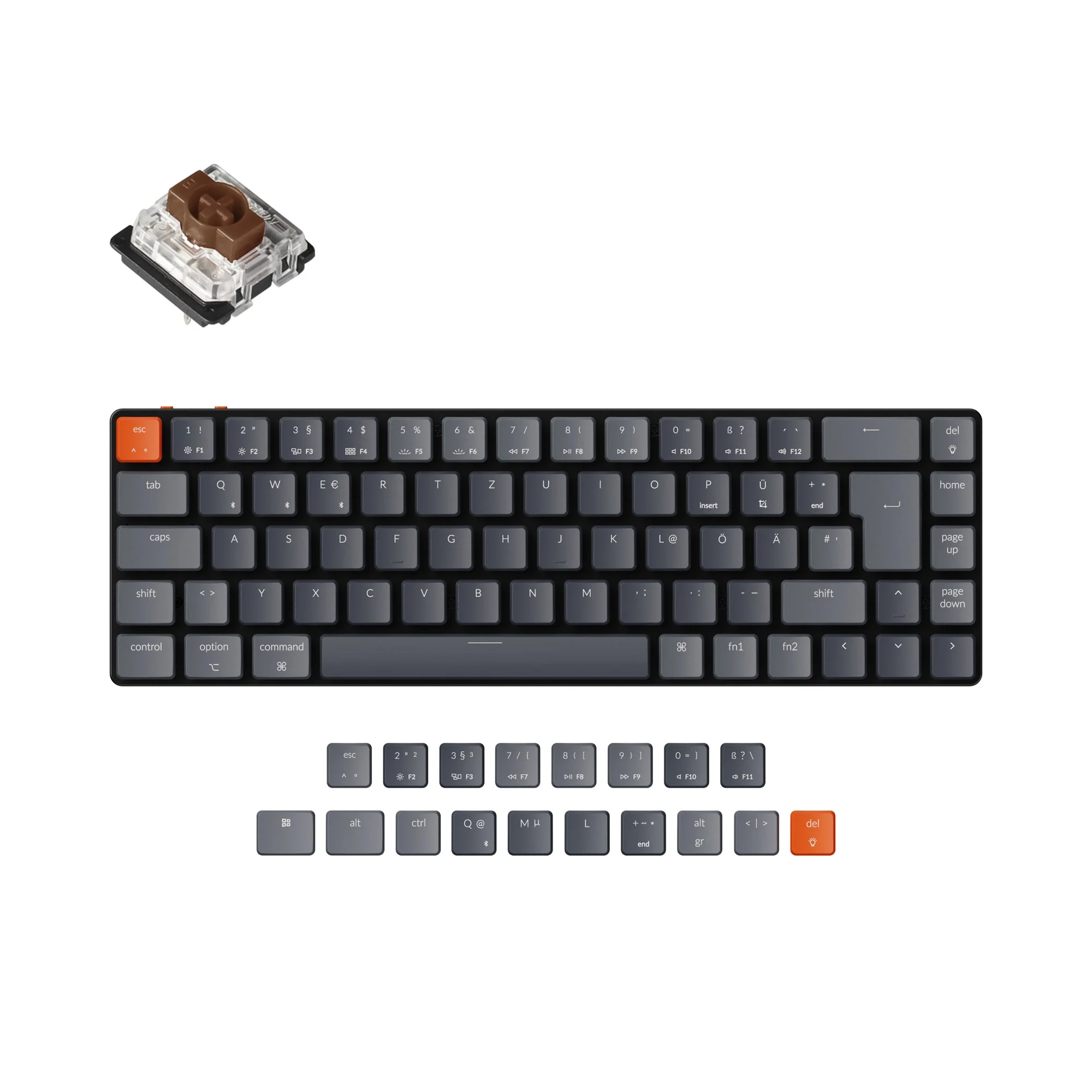 Clavier mécanique sans fil ultra-mince Keychron K7 (layout ISO-DE allemand)