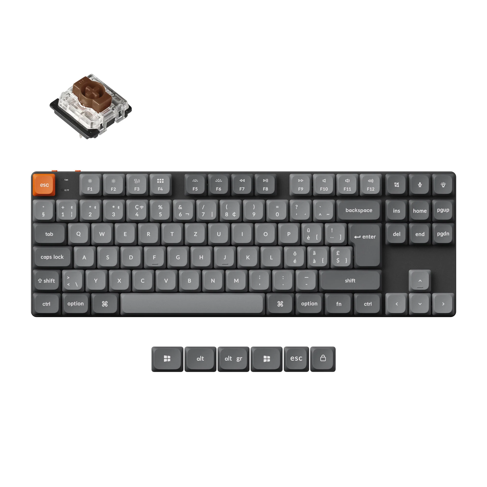 Coleção de teclado mecânico personalizado sem fio Keychron K1 Max QMK layout ISO