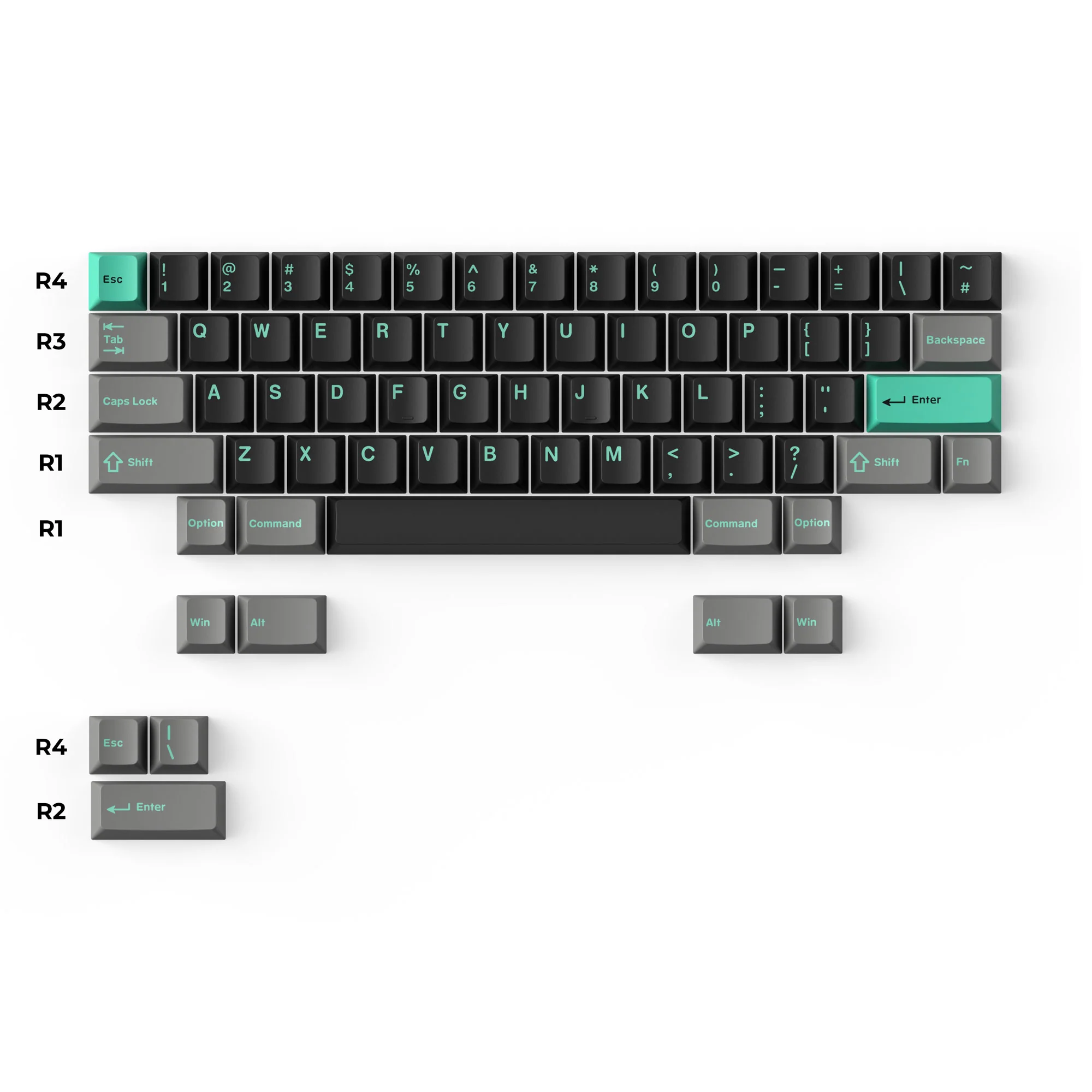 Cherry Profile Double-Shot PBT -täysi näppäinhattusarja - Hacker Mint
