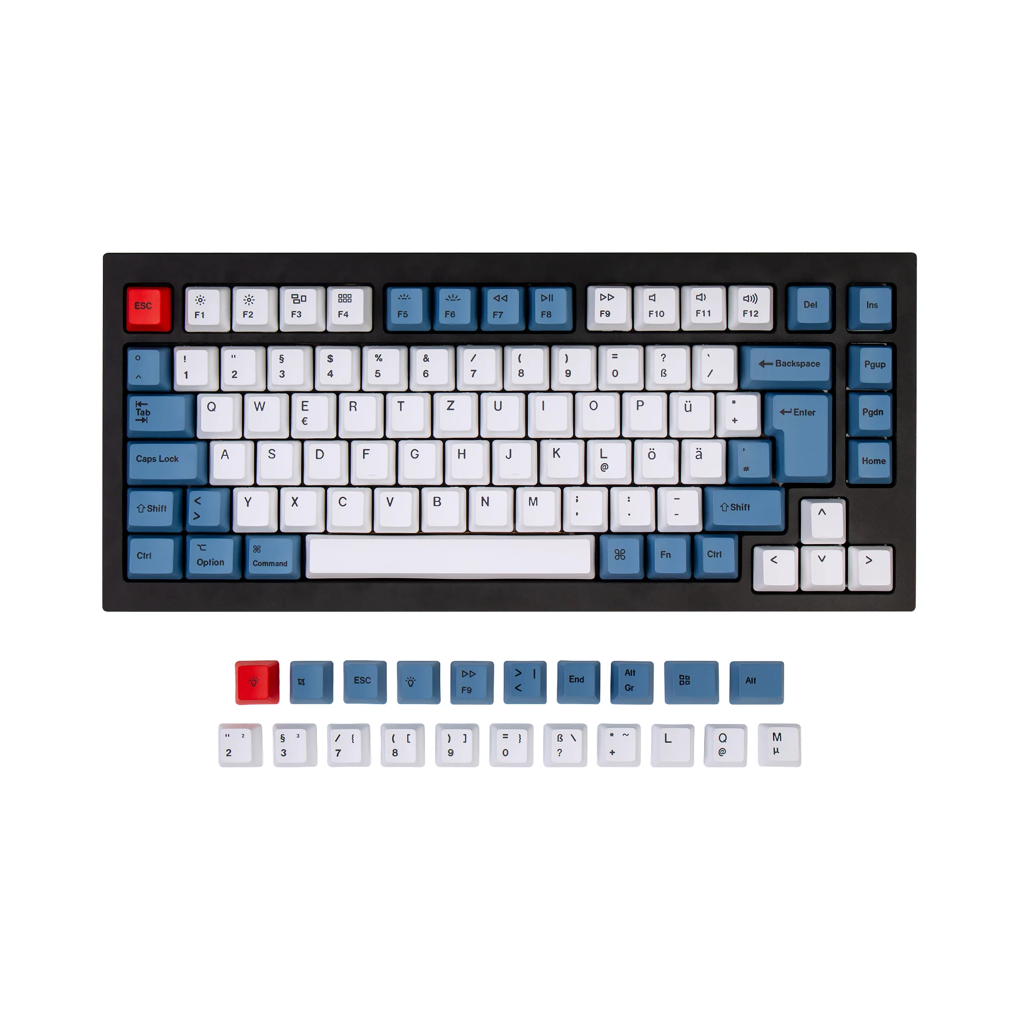 Set de touches PBT Dye-Sub OEM ISO pour Q1 & Q1 Pro & V1 & K2 & K2 Pro - Bleu
