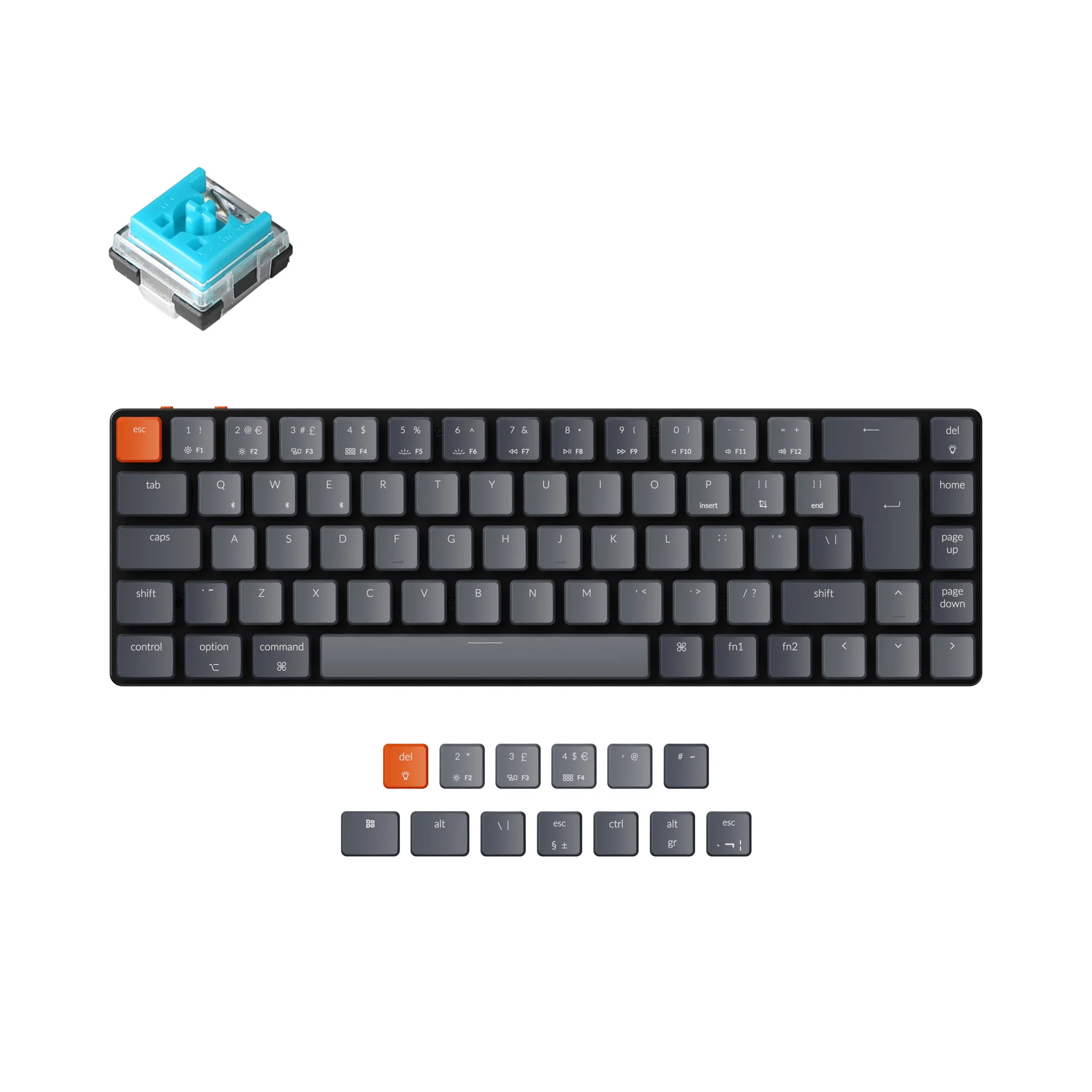 Keychron K7 Ultra-slim trådløst mekanisk tastatur (UK ISO-layout)