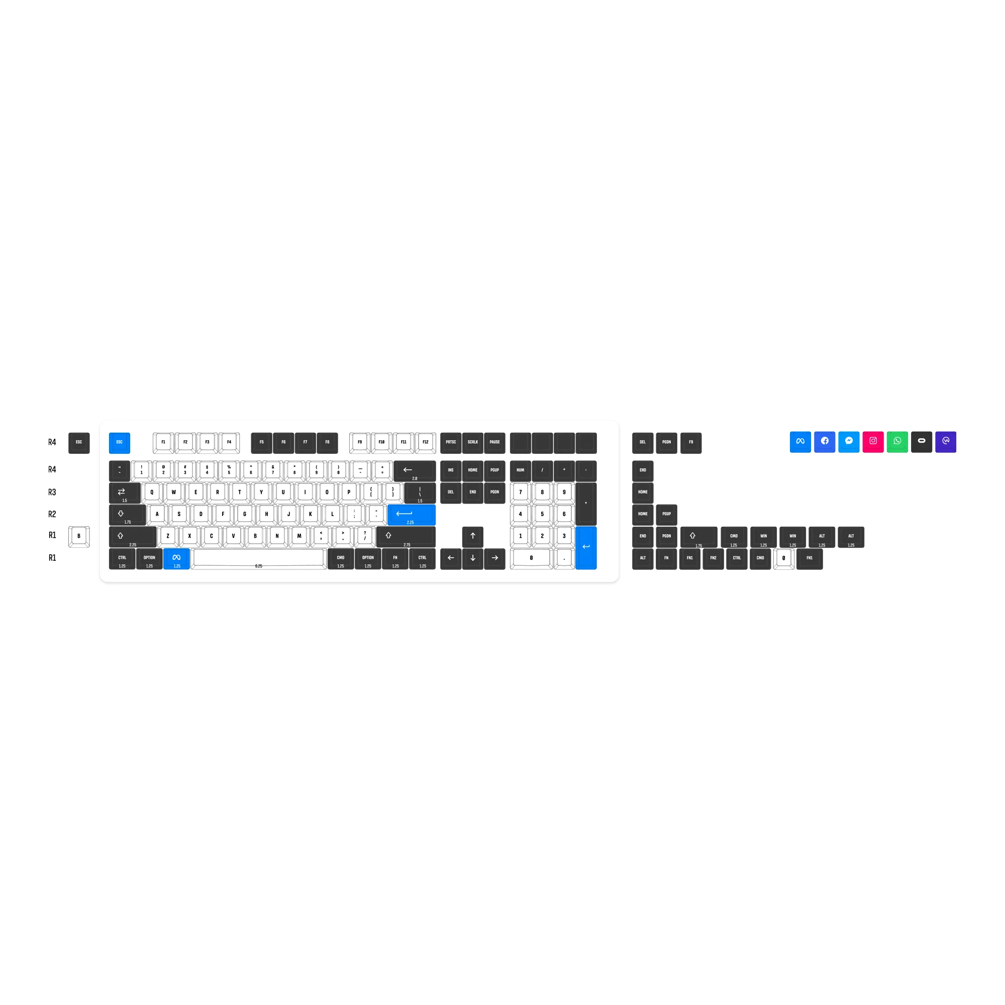 OEM Dye-Sub PBT komplet sæt keycaps - Meta