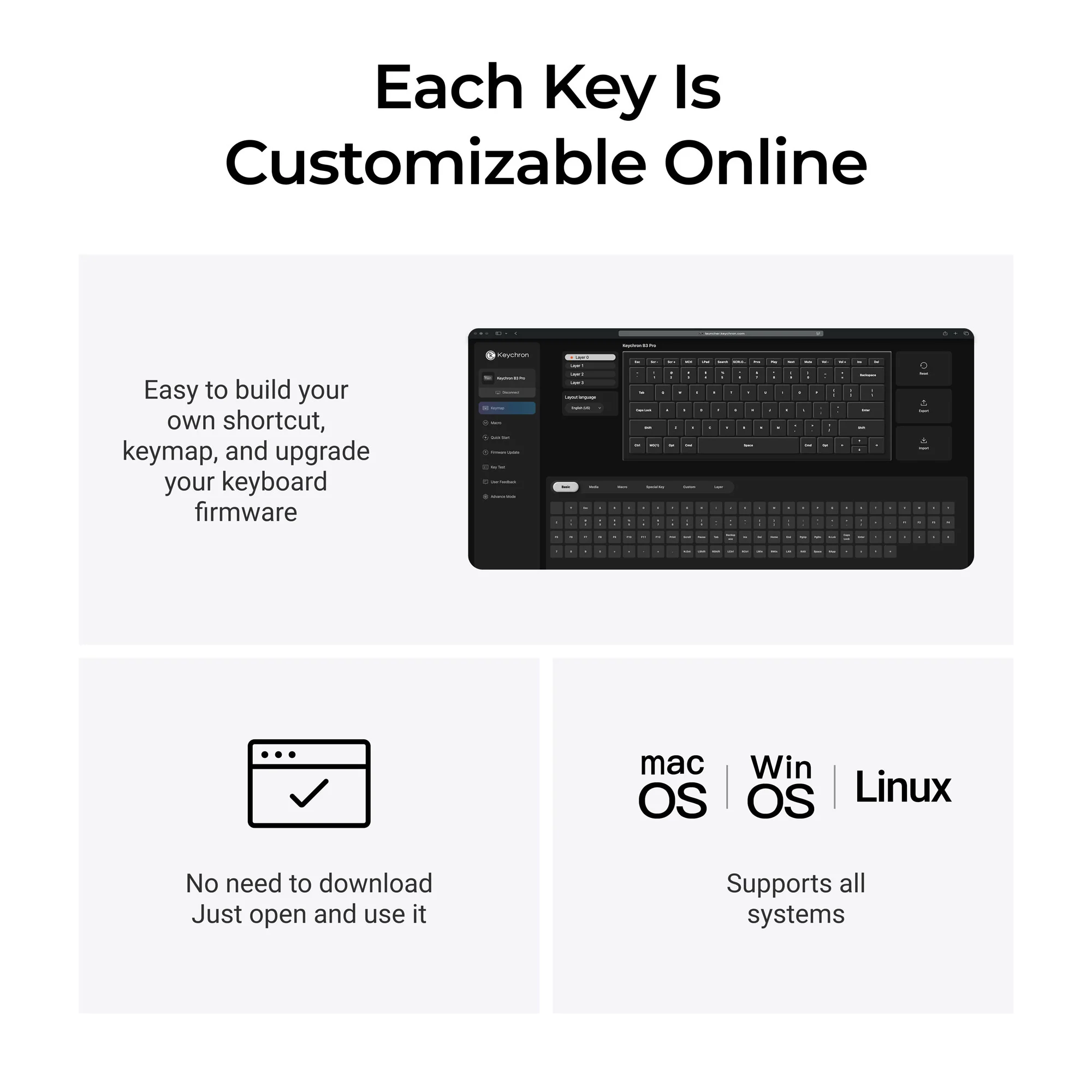 Keychron B3 Pro Teclado inalámbrico ultradelgado