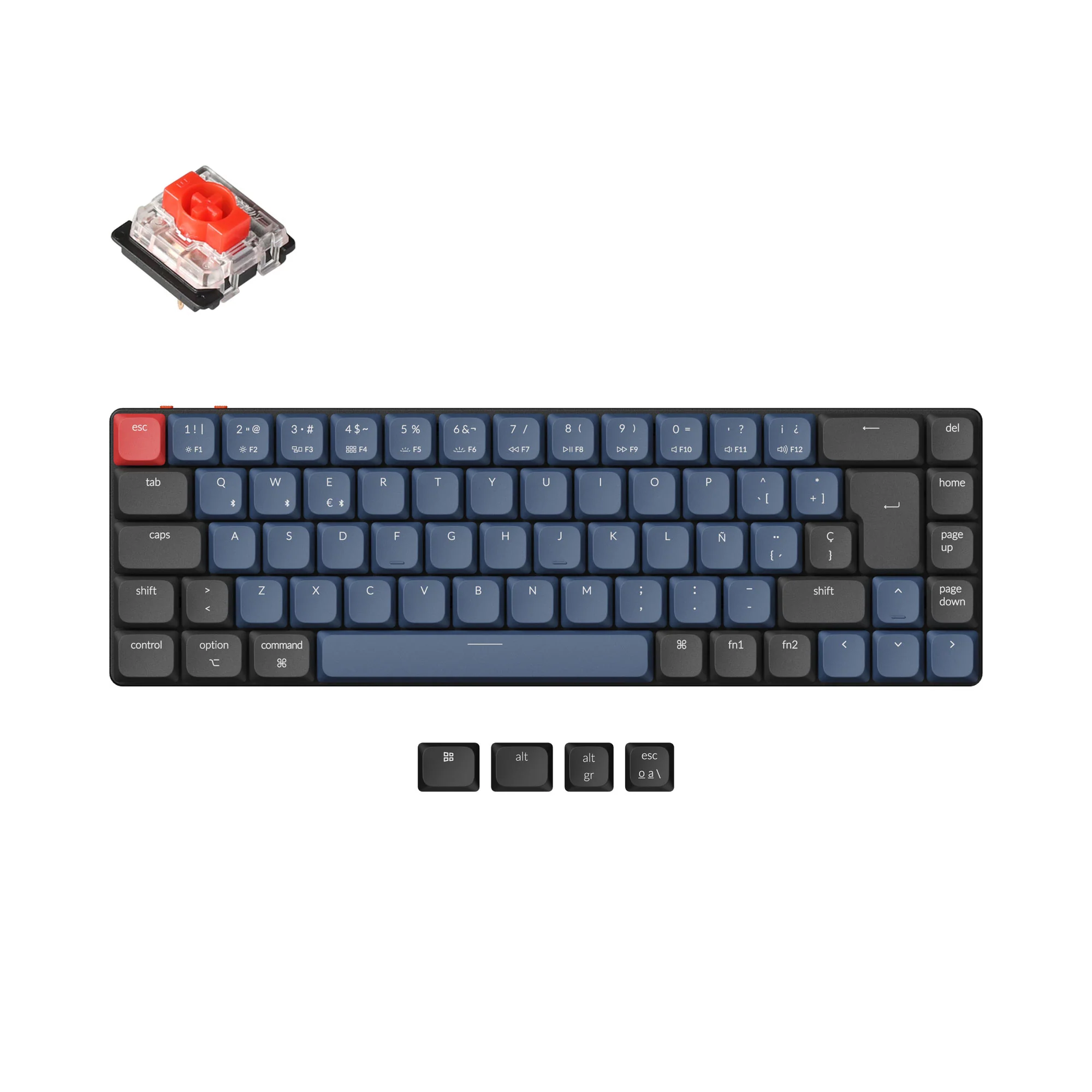 Teclado Mecânico Personalizado Sem Fio Keychron K7 Pro QMK/VIA Coleção de Layout ISO