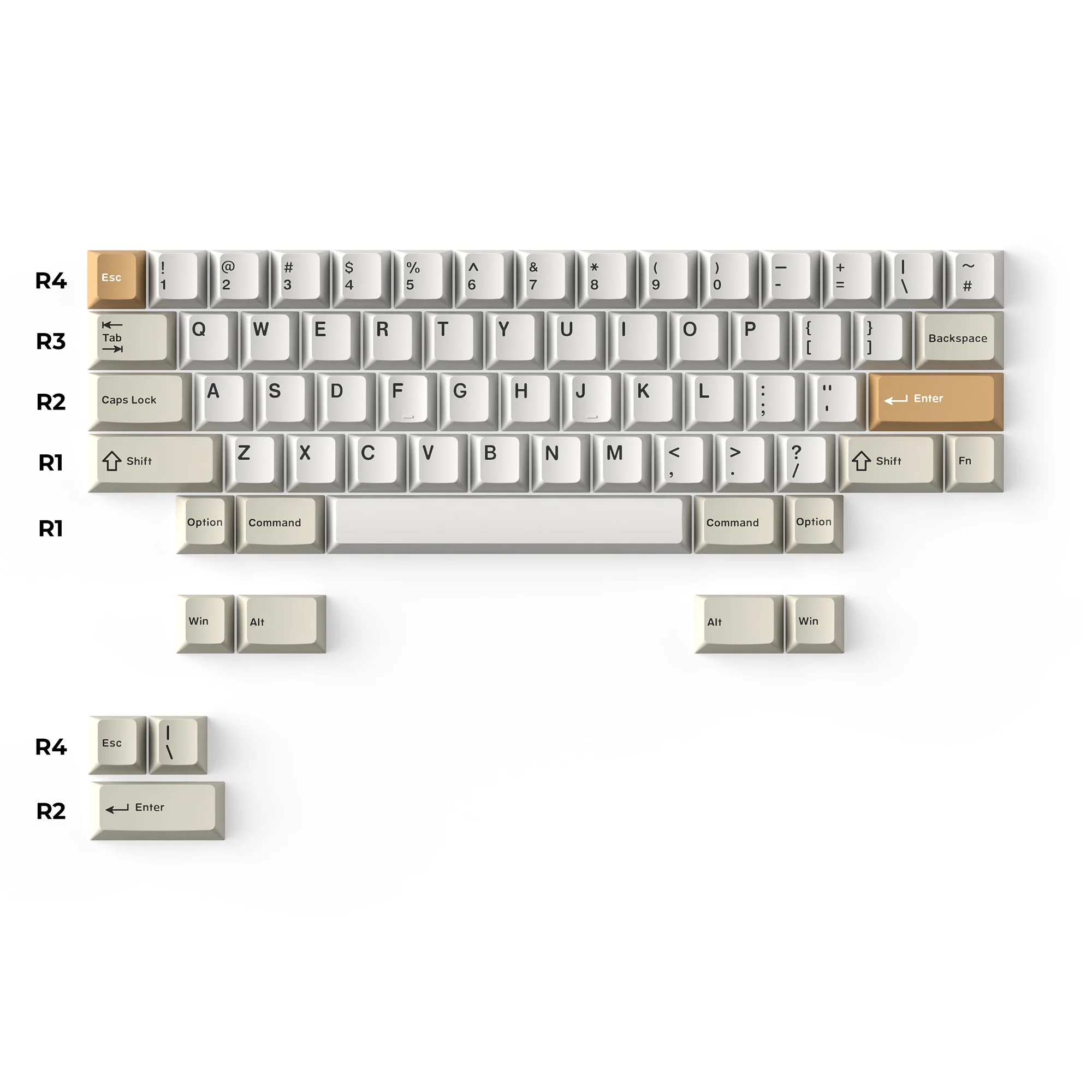 Cherry Profile Double-Shot PBT Full Set Keycaps - Camel