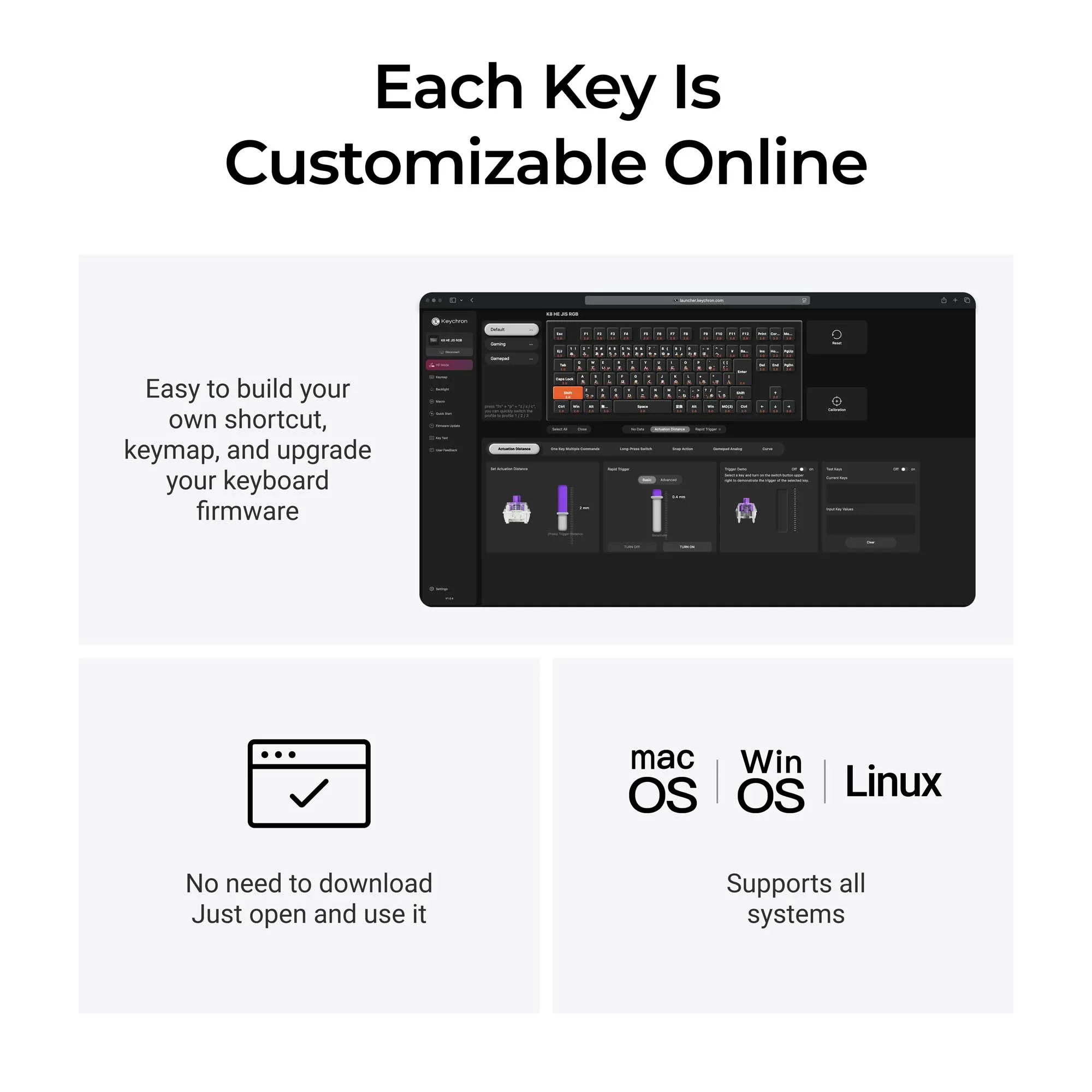 Keychron K8 HE Teclado personalizado inalámbrico con interruptores magnéticos (distribución JIS japonesa)