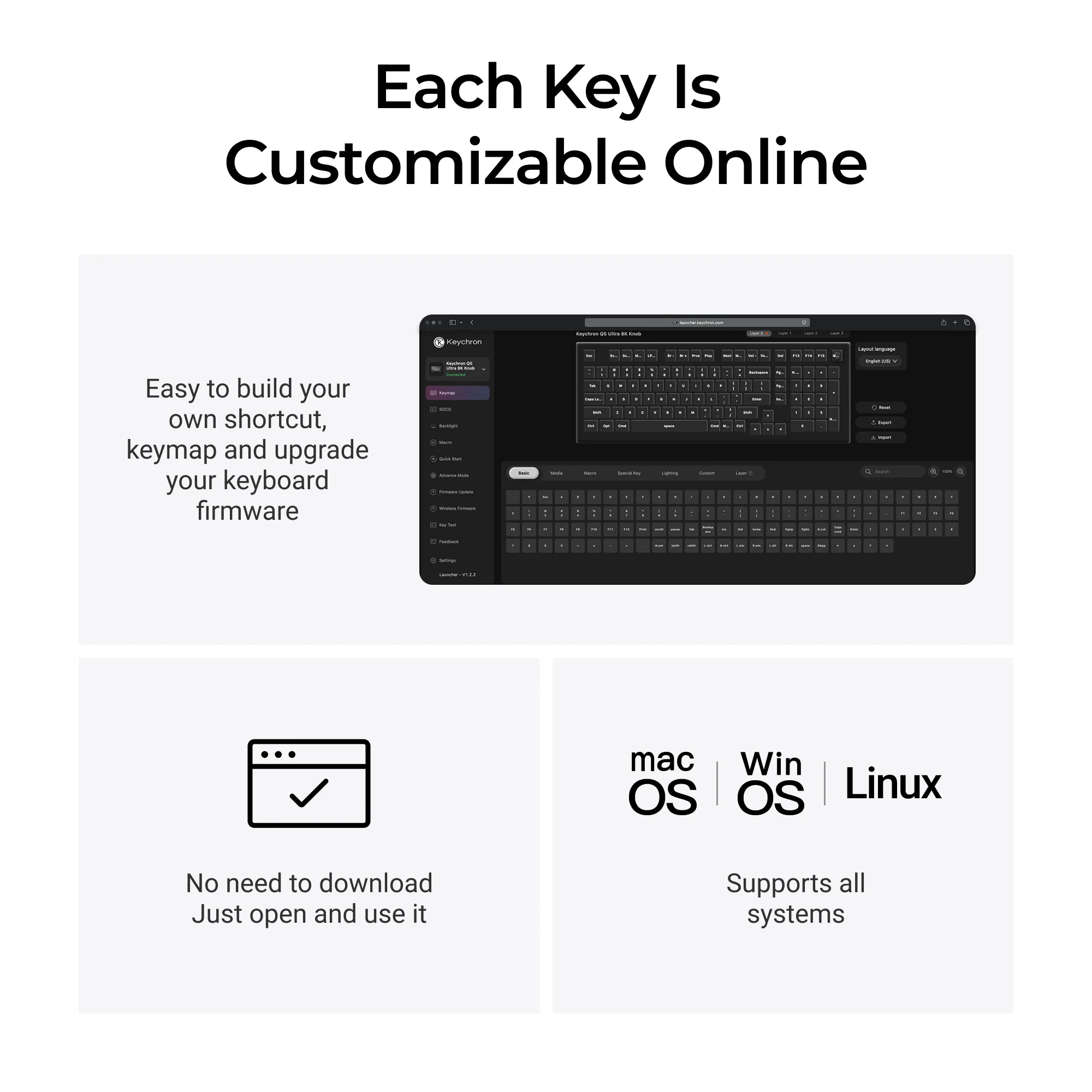 Teclado mecânico personalizado sem fio Keychron Q5 Ultra 8K