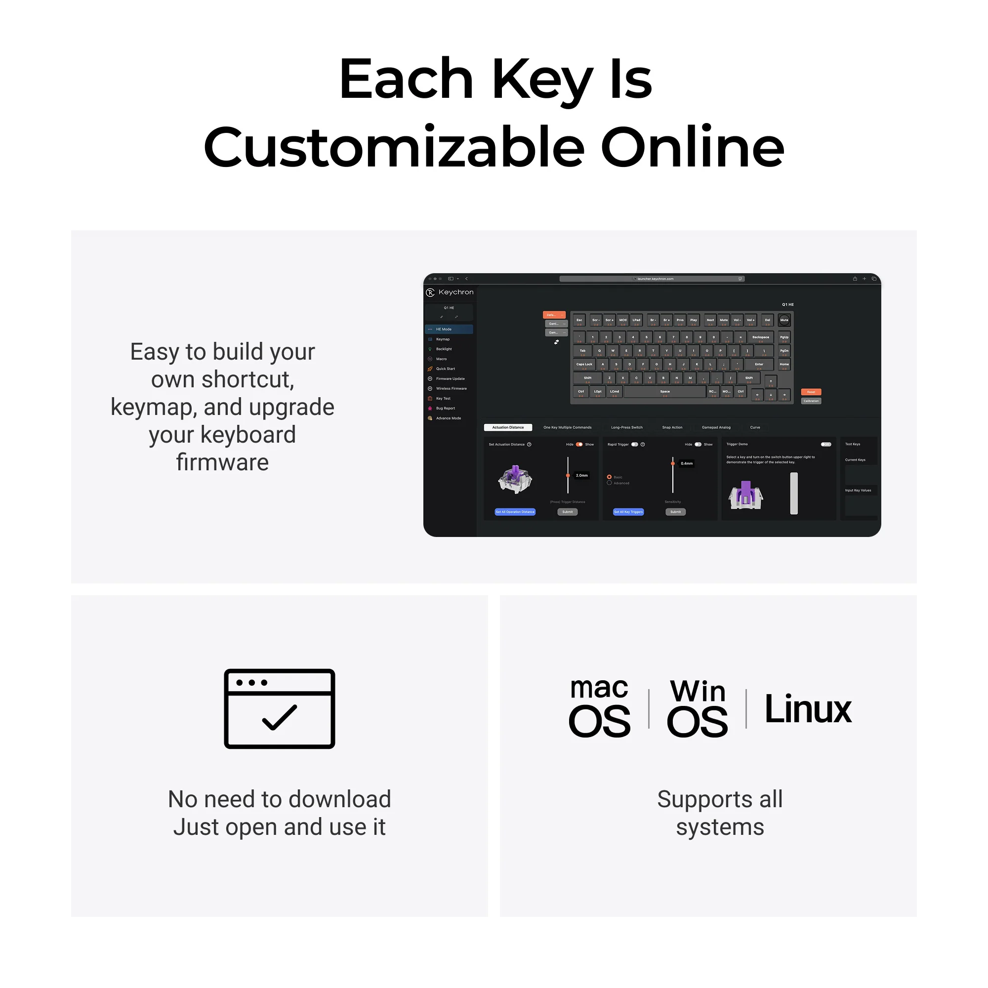 Keychron Q1 HE QMK Teclado Personalizável Sem Fio