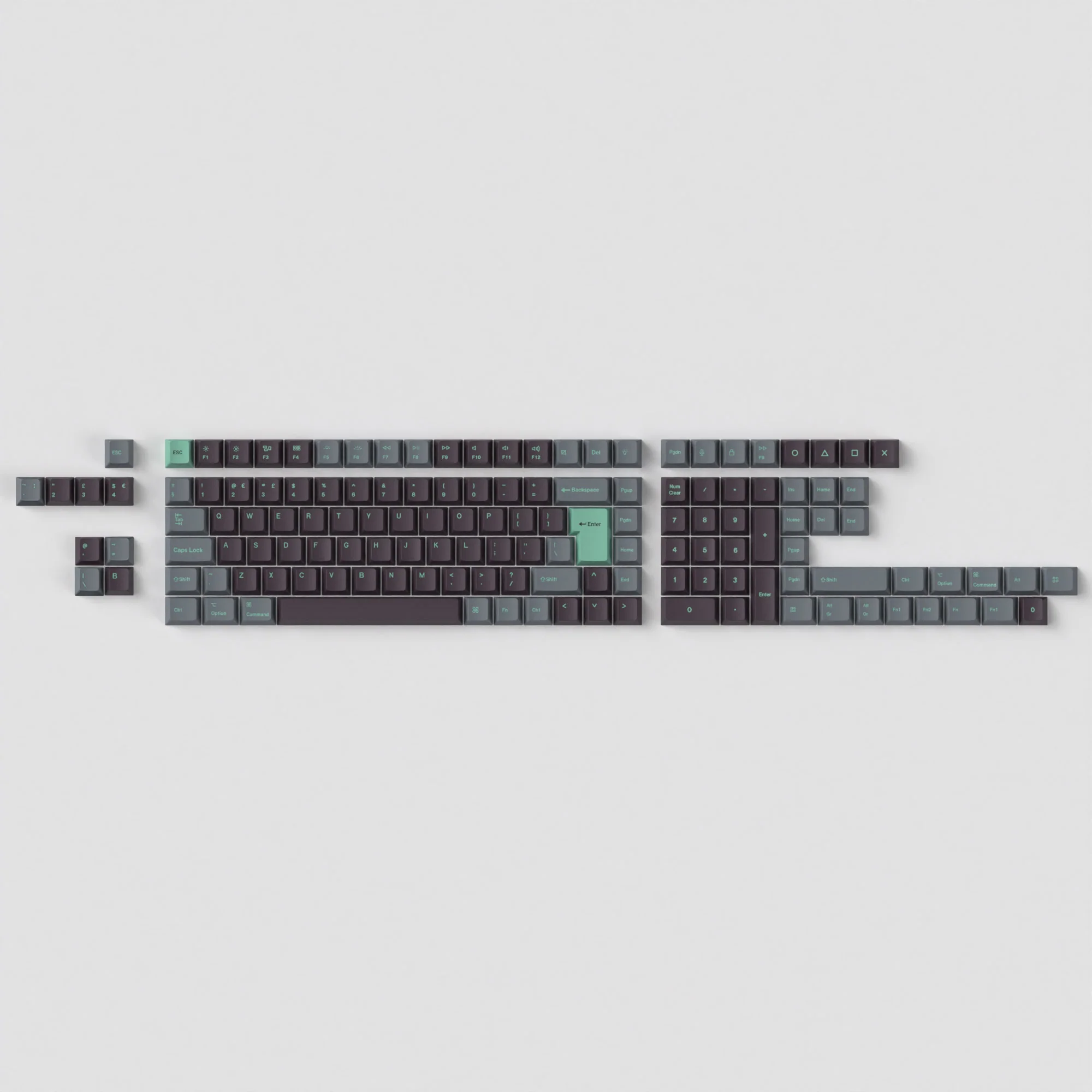 ISO Cherry-profiili Dye-Sub PBT täysi näppäinsarja - Hacker Mint