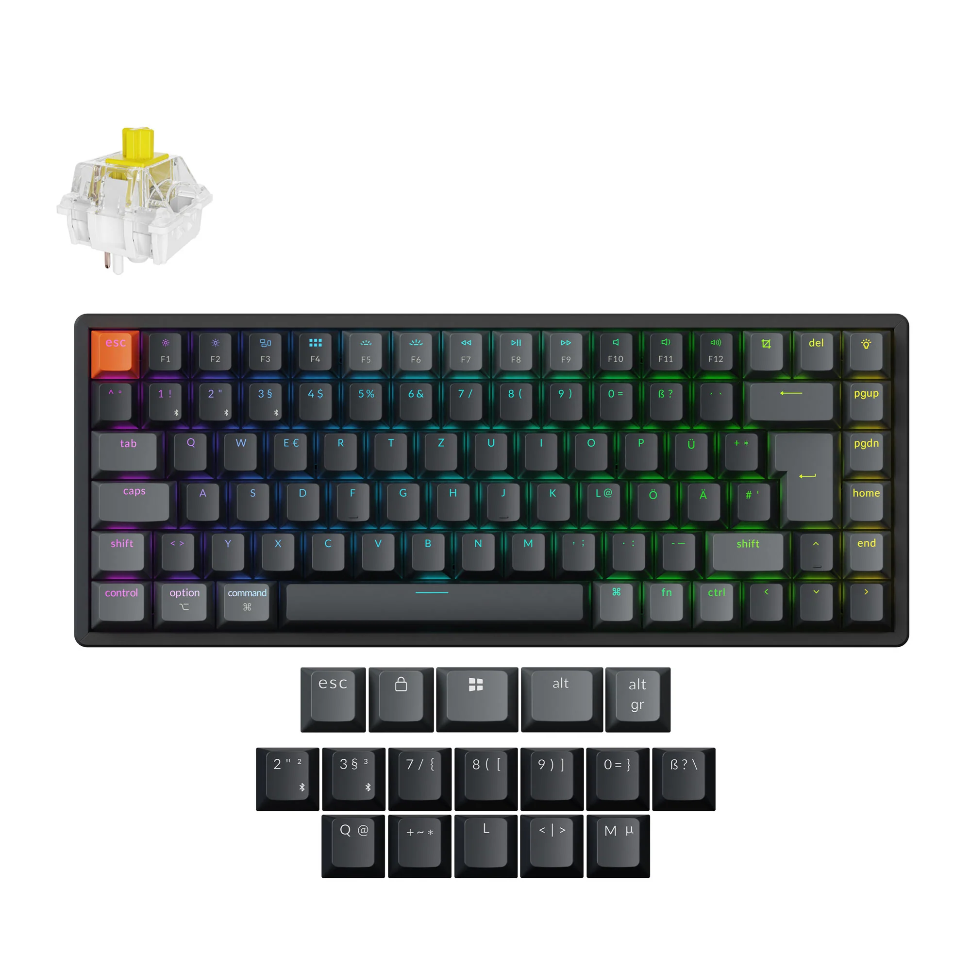 Keychron K2 QMK Kabellose Mechanische Tastatur (ISO-Layout) - Version 3