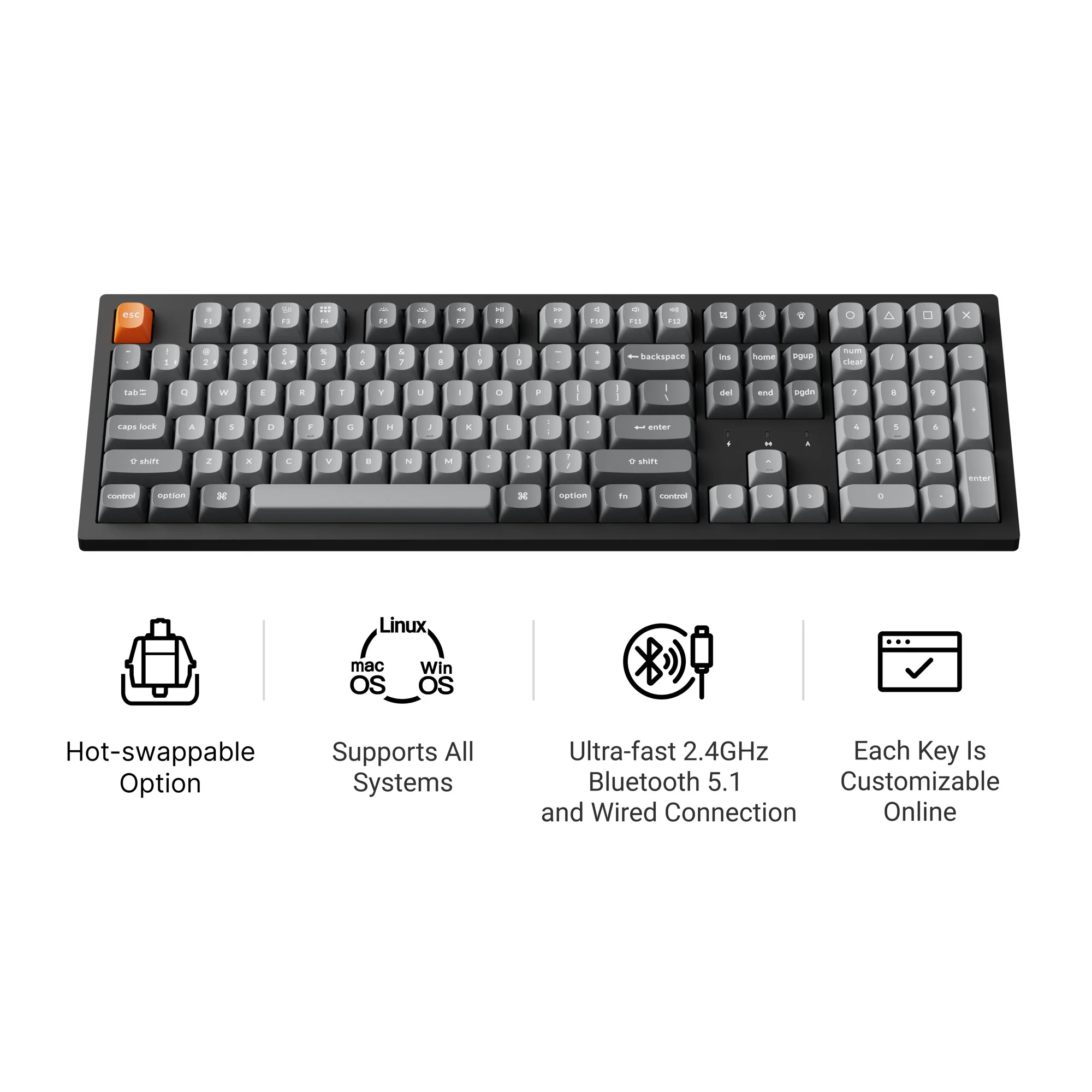 Keychron K10 Max QMK Teclado mecánico inalámbrico