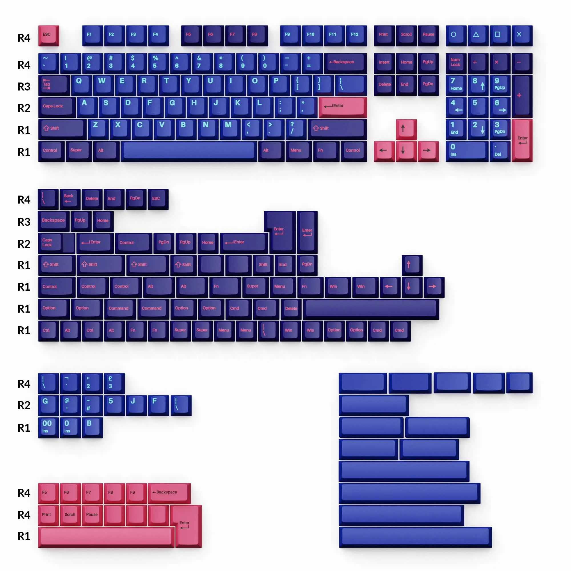 Set completo de teclas PBT Double-Shot perfil Cherry - Player