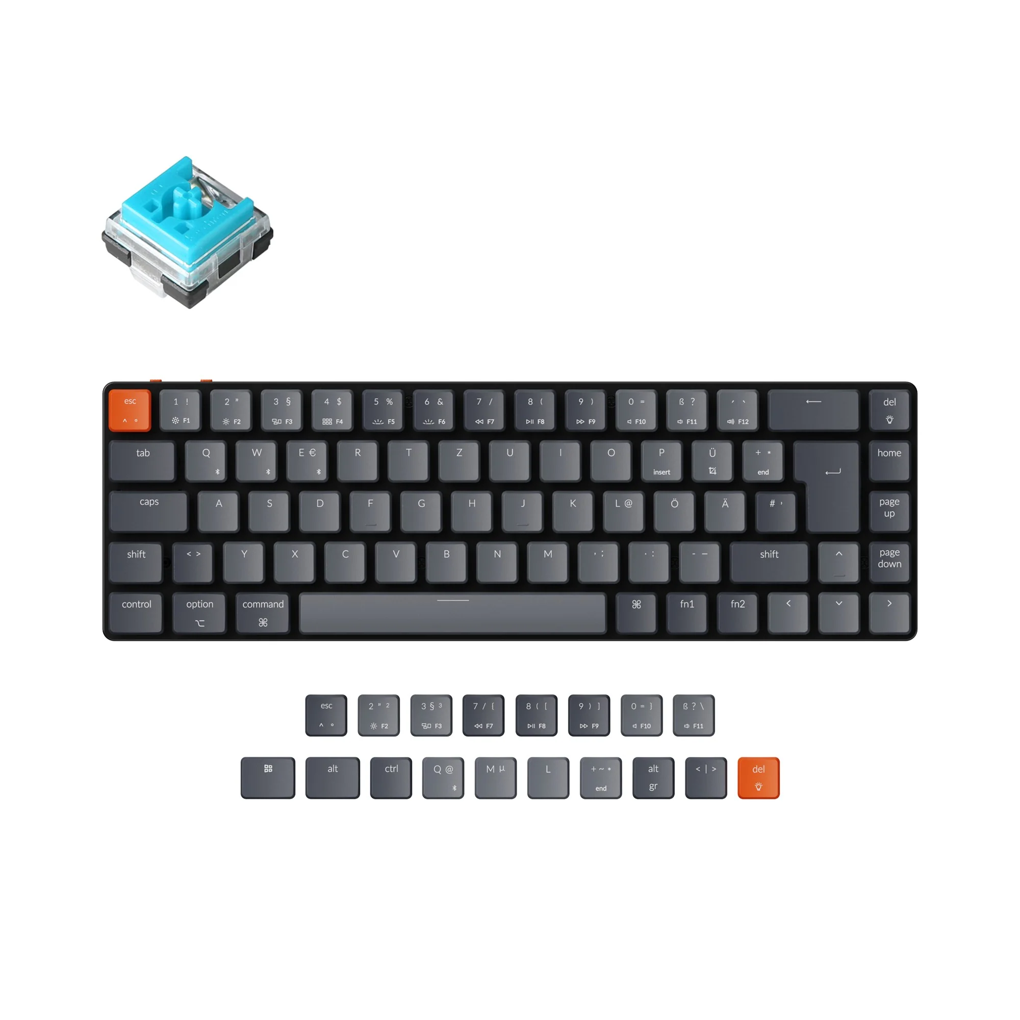 Clavier mécanique sans fil ultra-mince Keychron K7 (layout ISO-DE allemand)