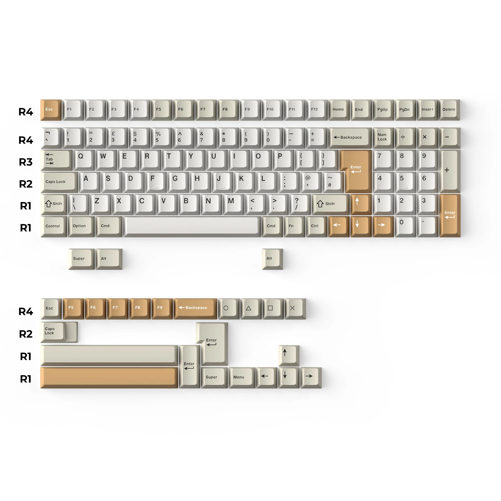 Cherry Profile Double-Shot PBT Full Set Keycaps - Camel