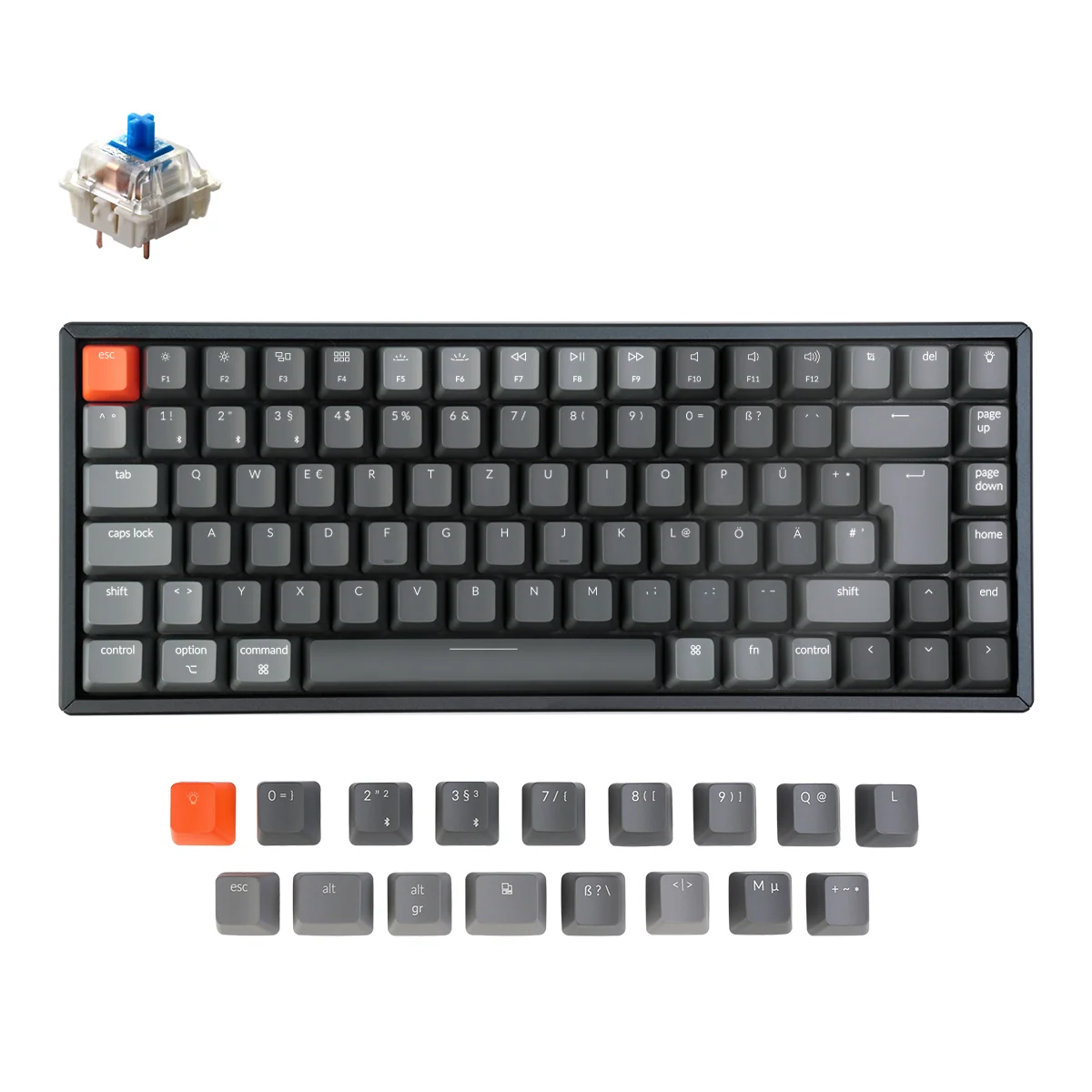 Keychron K2 trådløst mekanisk tastatur (tysk ISO-DE-layout) - version 2
