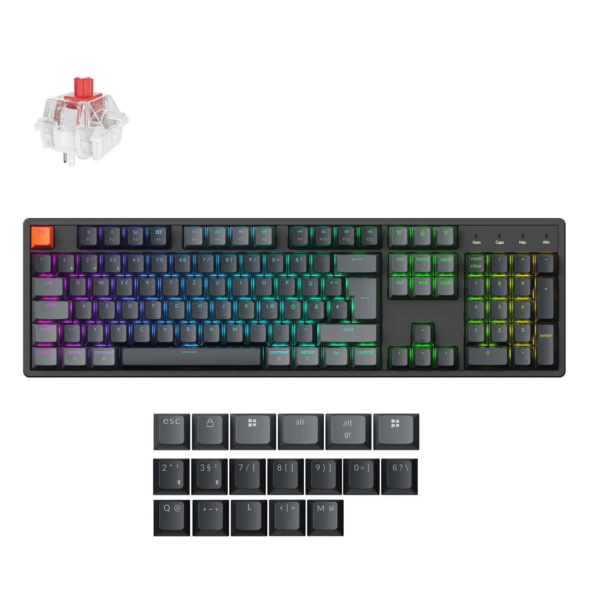 Keychron K10 Teclado mecánico inalámbrico QMK (distribución ISO) - Versión 2