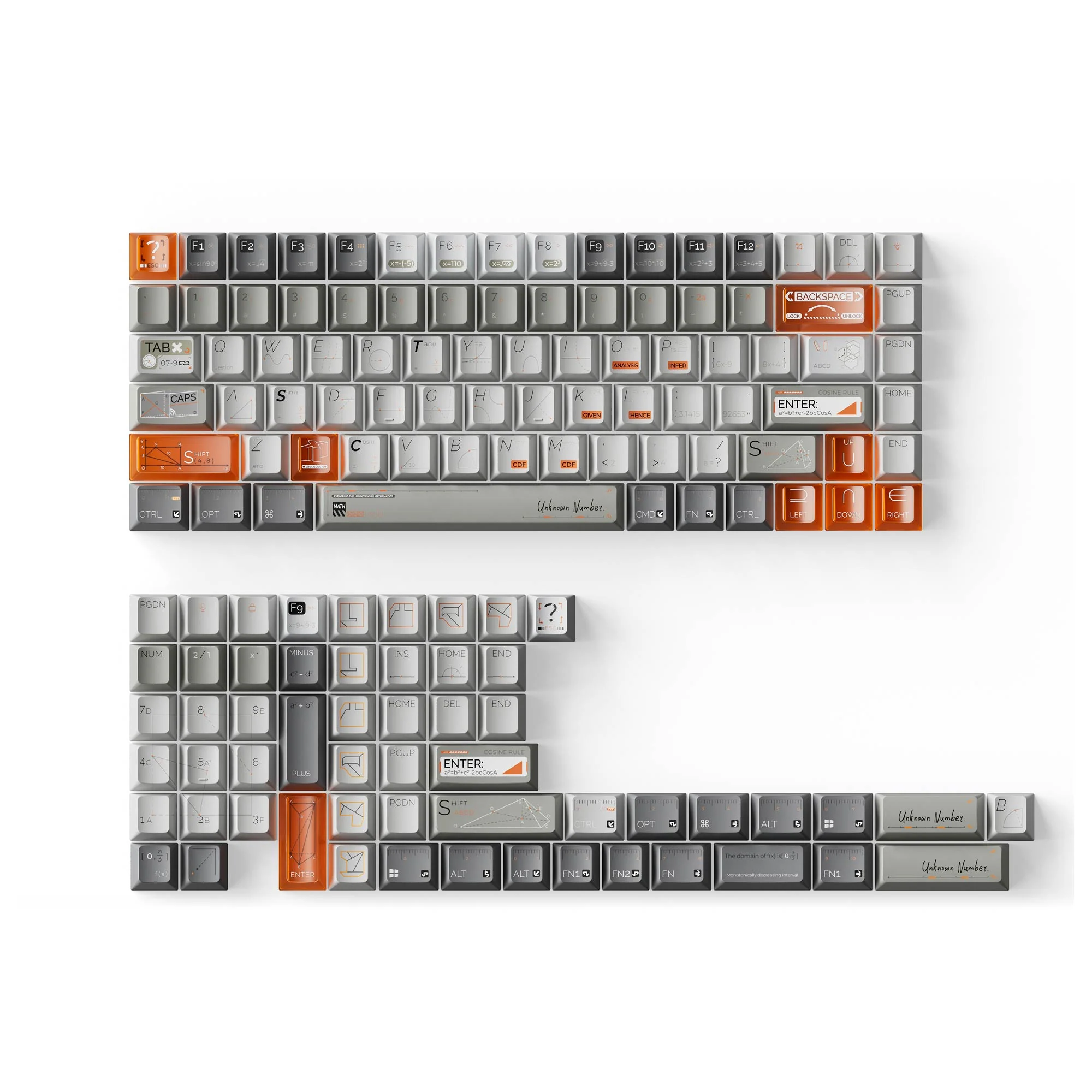 Conjunto Completo de Keycaps PBT Dye-Sub Perfil Cherry Unknown Number Mint