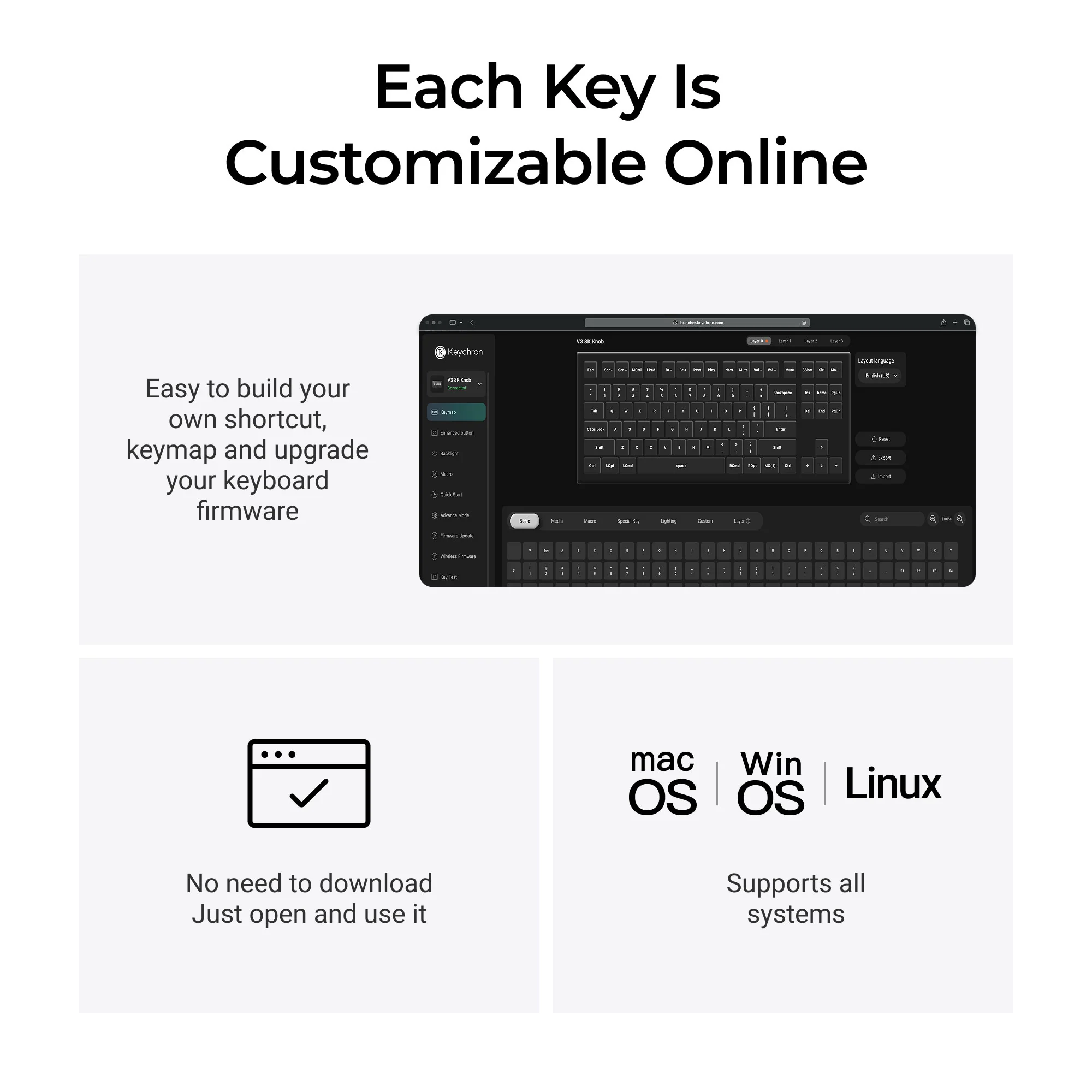Keychron V3 8K QMK Przewodowa klawiatura mechaniczna custom