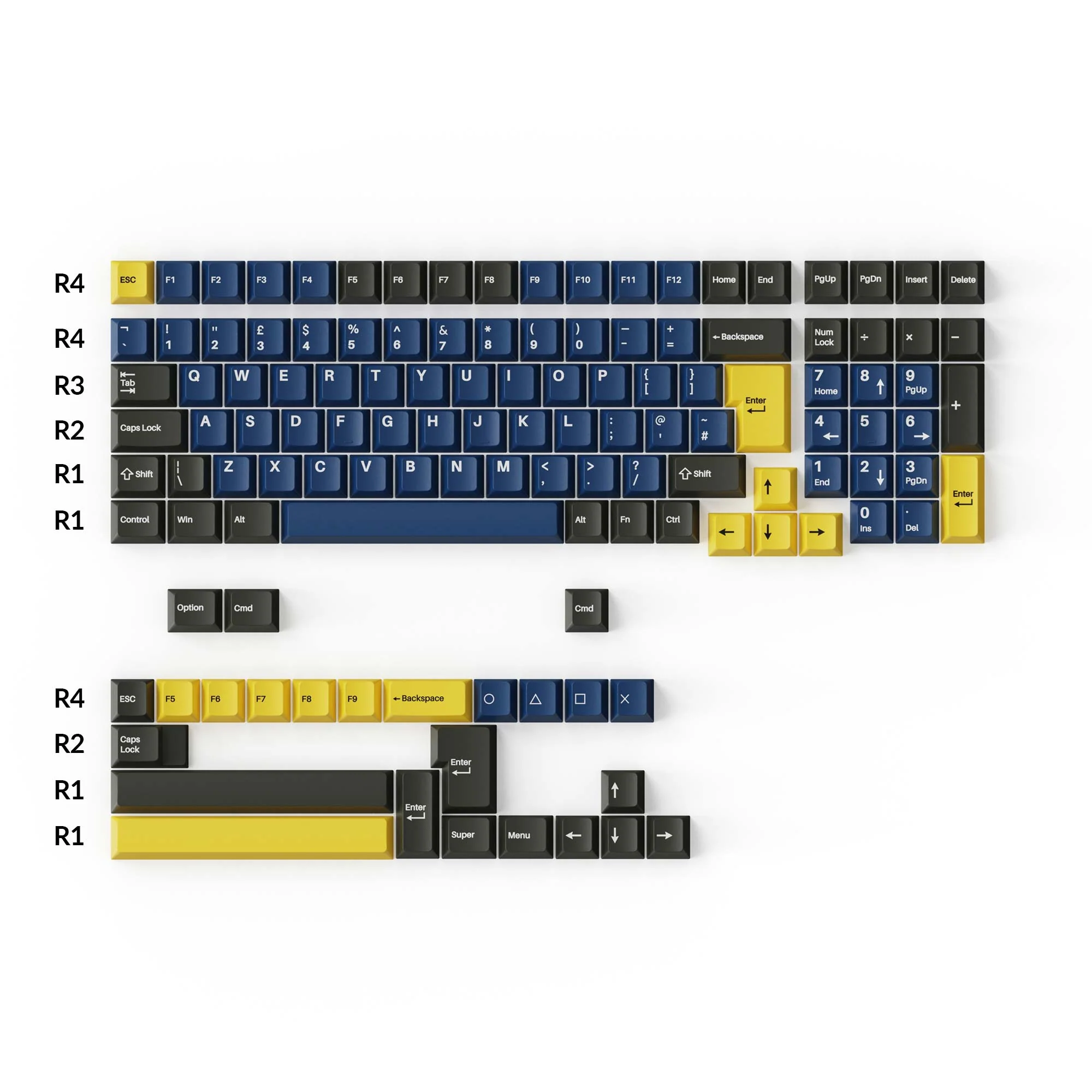 Cherry Profile Double-Shot PBT -täysi näppäinhattusarja - Royal
