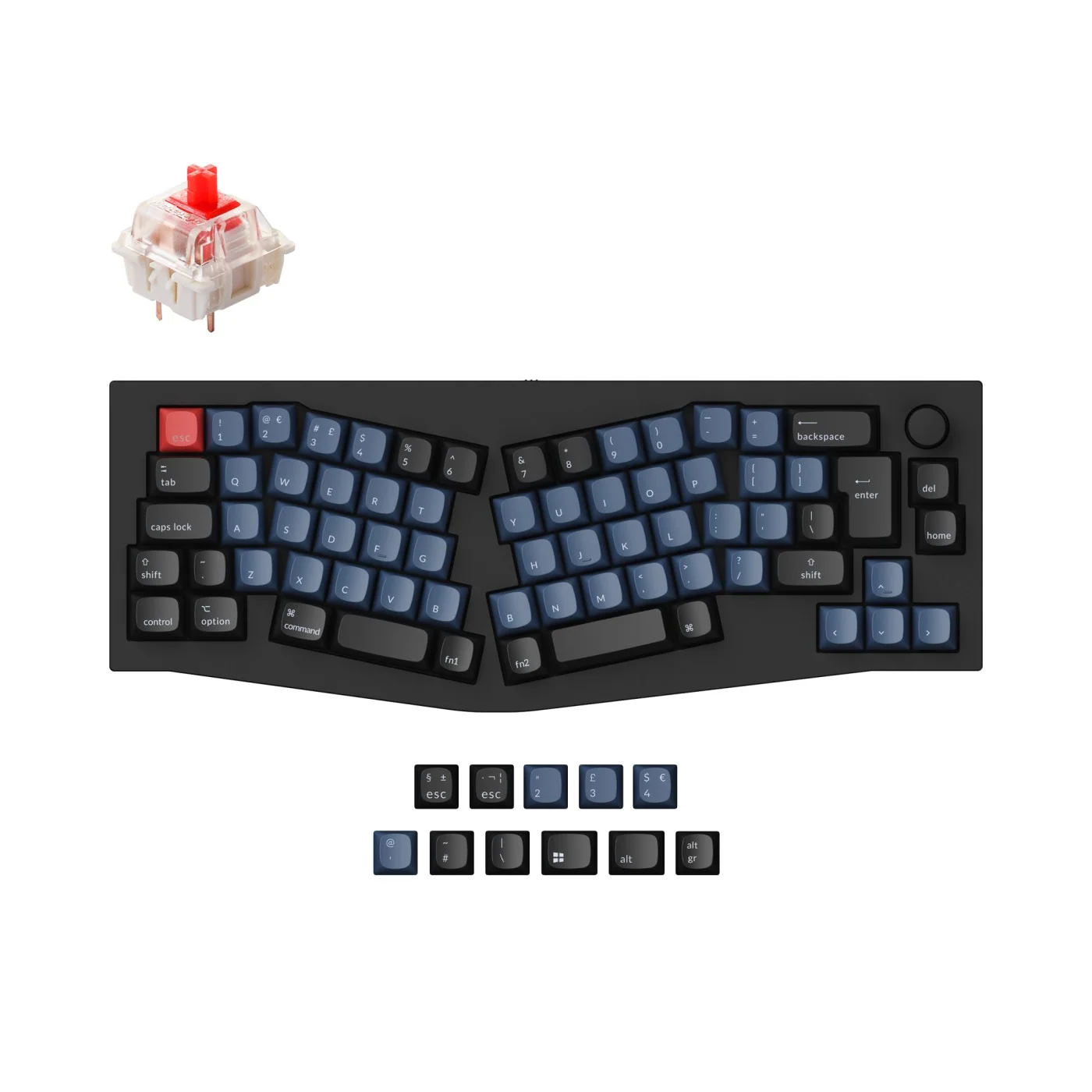 Teclado Mecânico Personalizado QMK Keychron Q8 (Layout Alice) - Coleção de Layout ISO