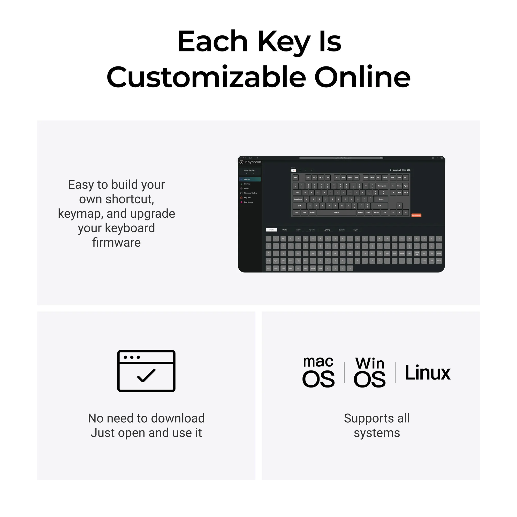 Teclado mecânico sem fio QMK Keychron K1 (Versão 6)