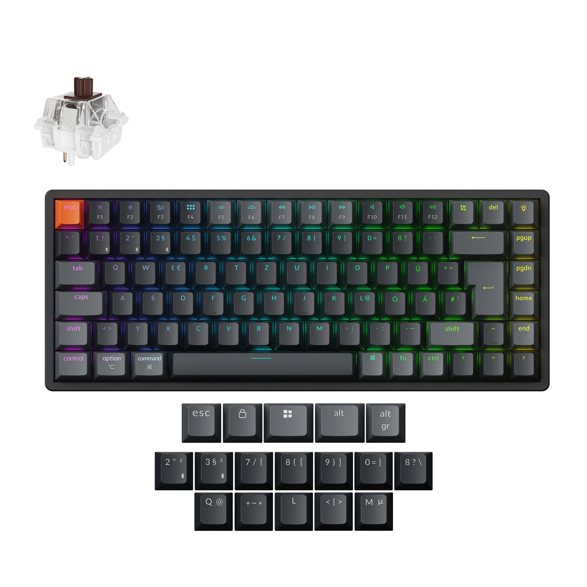 Keychron K2 QMK Kabellose Mechanische Tastatur (ISO-Layout) - Version 3