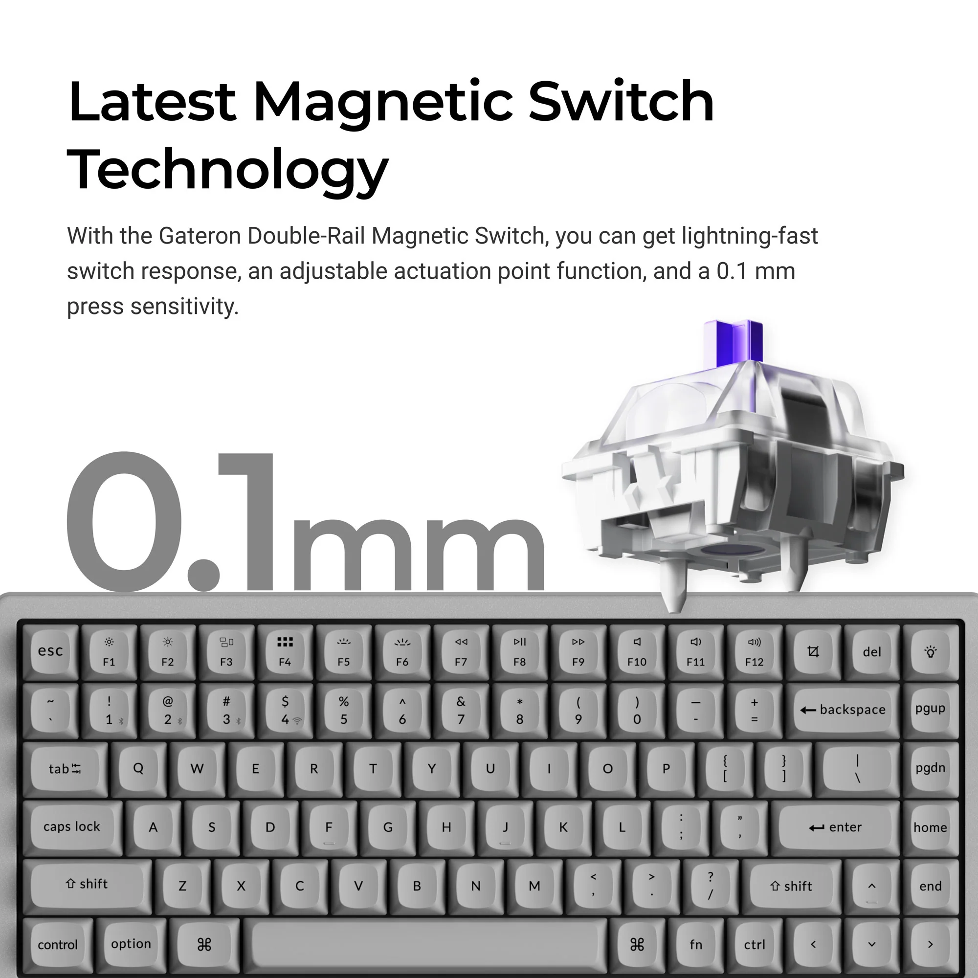 Keychron K2 HE Wireless Magnetic Switch Custom Keyboard - Concrete Edition