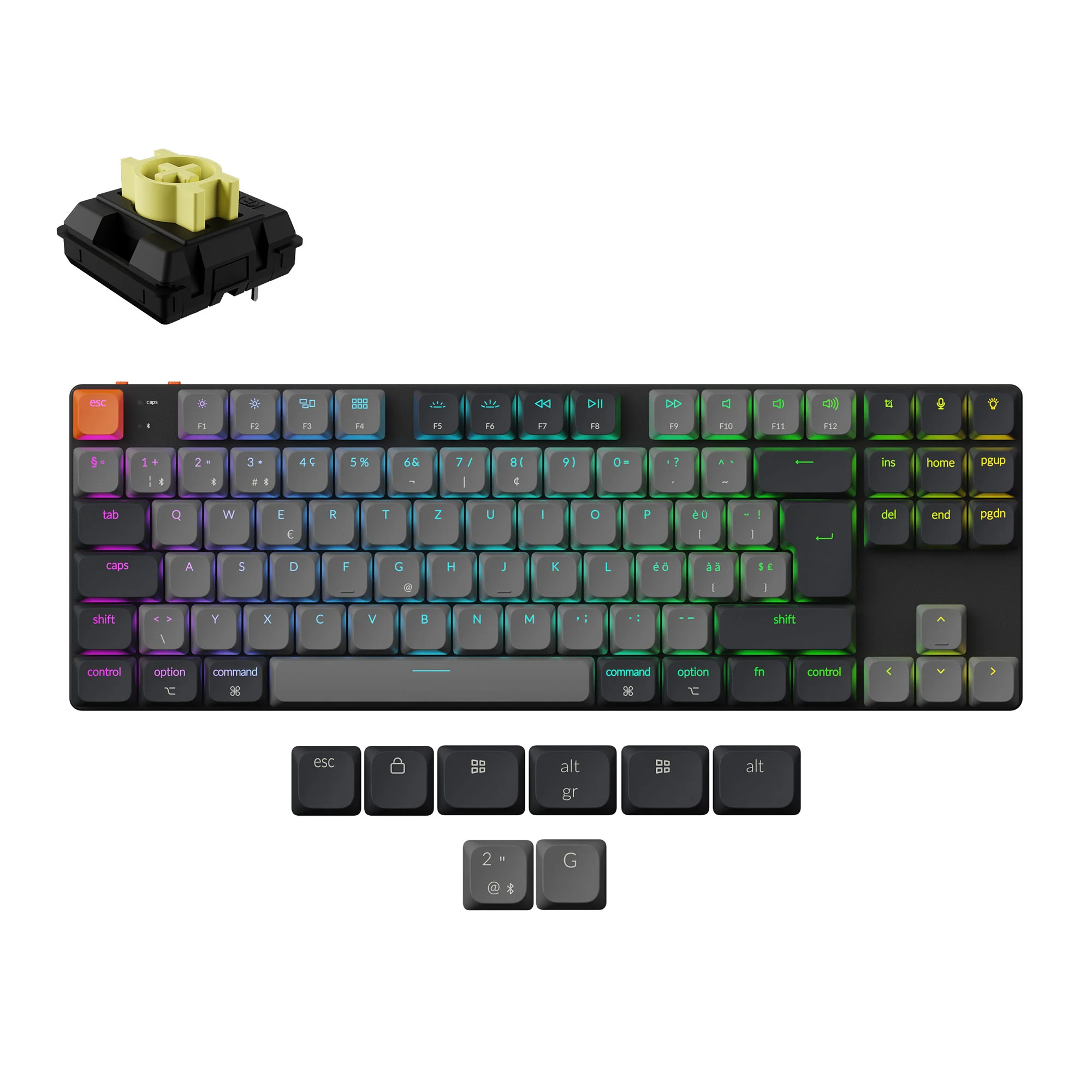 Keychron K1 QMK Teclado mecánico inalámbrico (distribución ISO) - Versión 6