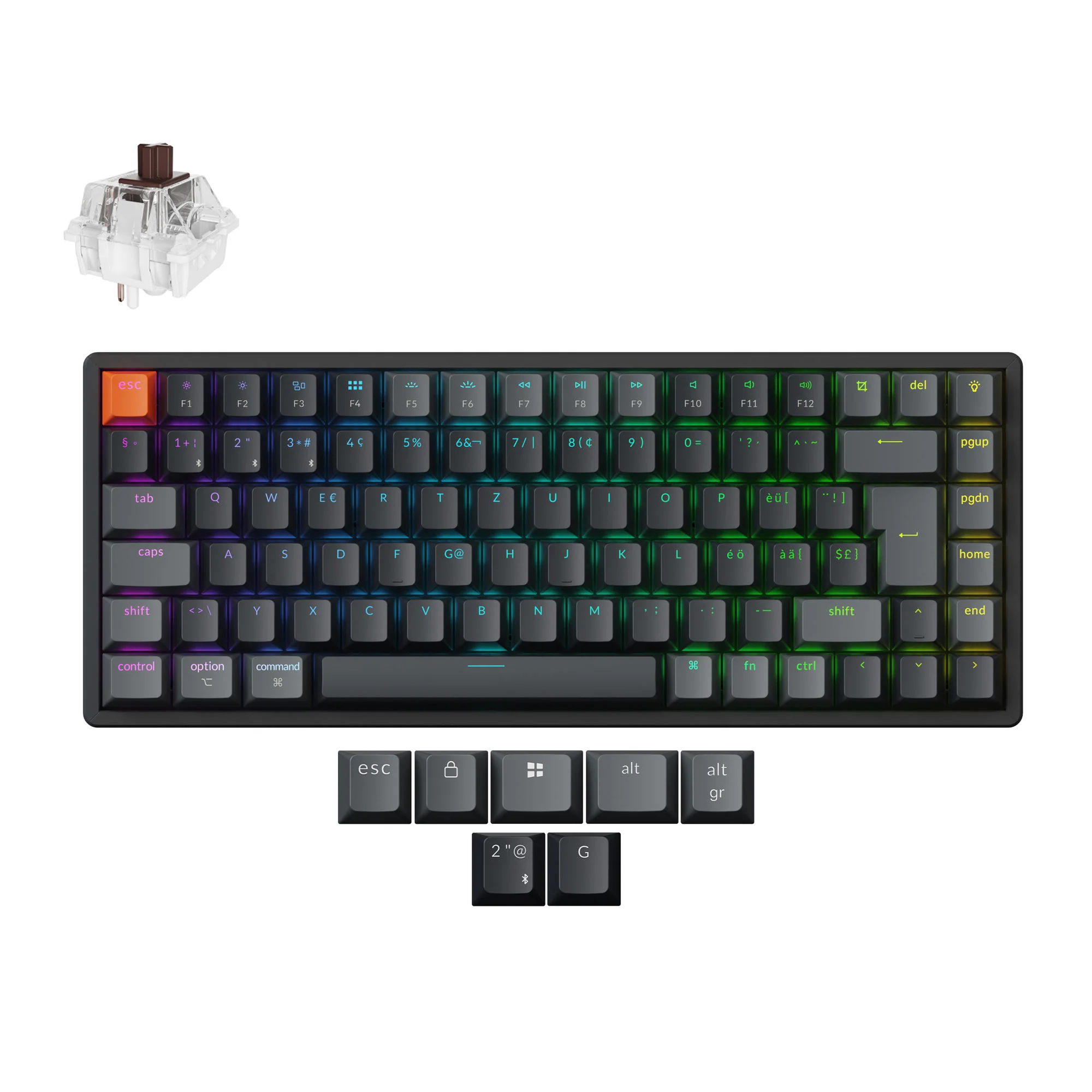 Keychron K2 QMK Kabellose Mechanische Tastatur (ISO-Layout) - Version 3