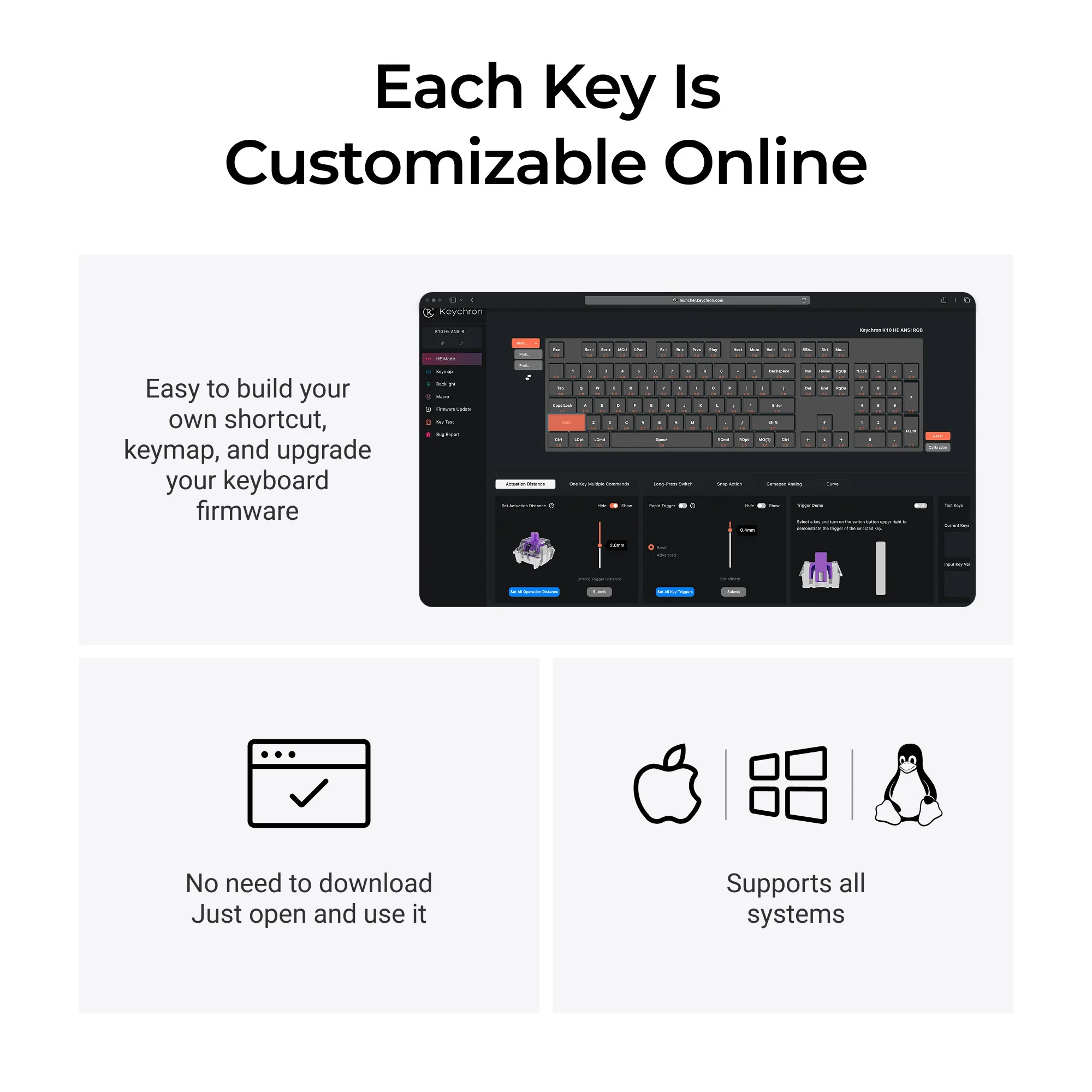 Teclado Personalizado Sem Fio Keychron K10 HE com Switch Magnético