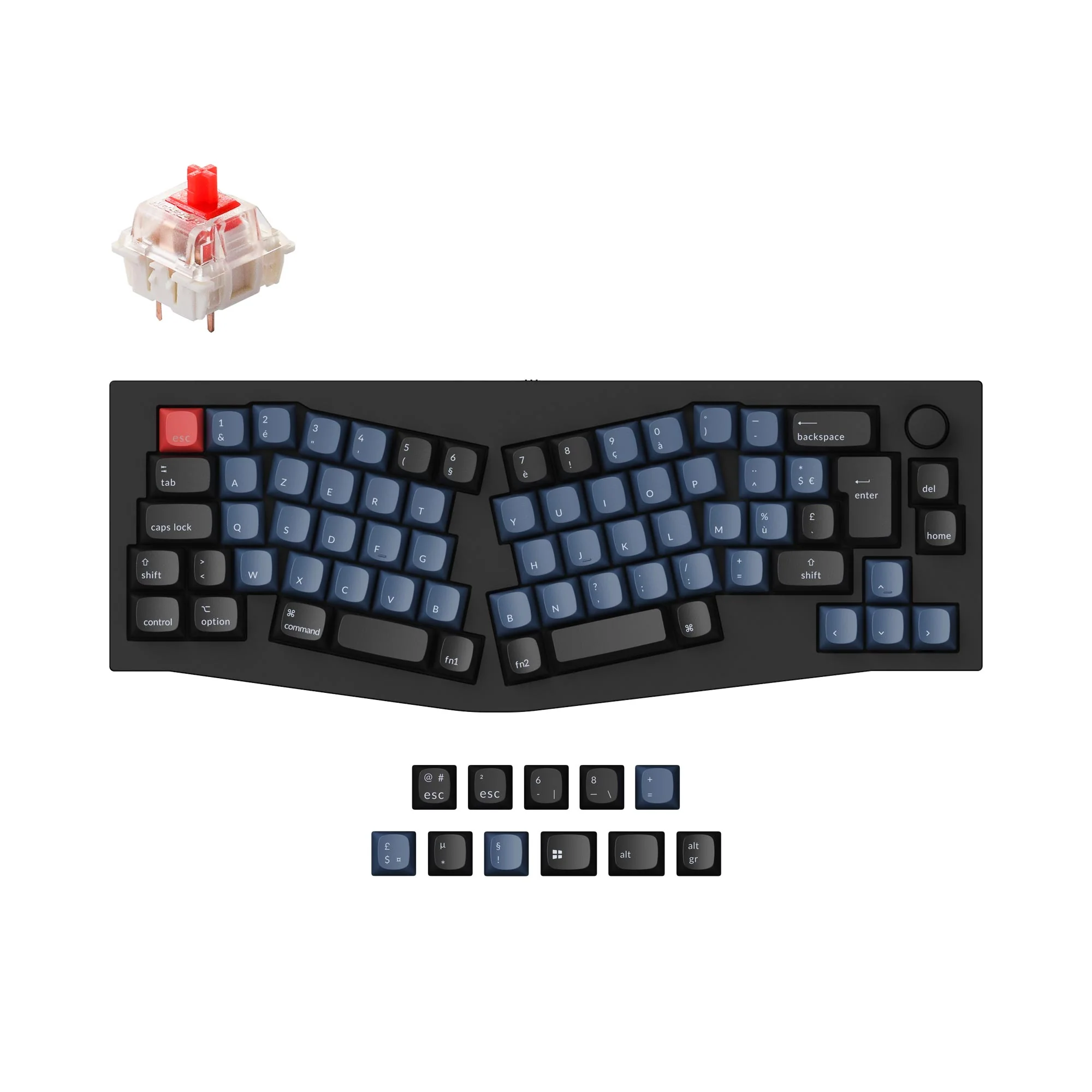 Teclado Mecânico Personalizado QMK Keychron Q8 (Layout Alice) - Coleção de Layout ISO