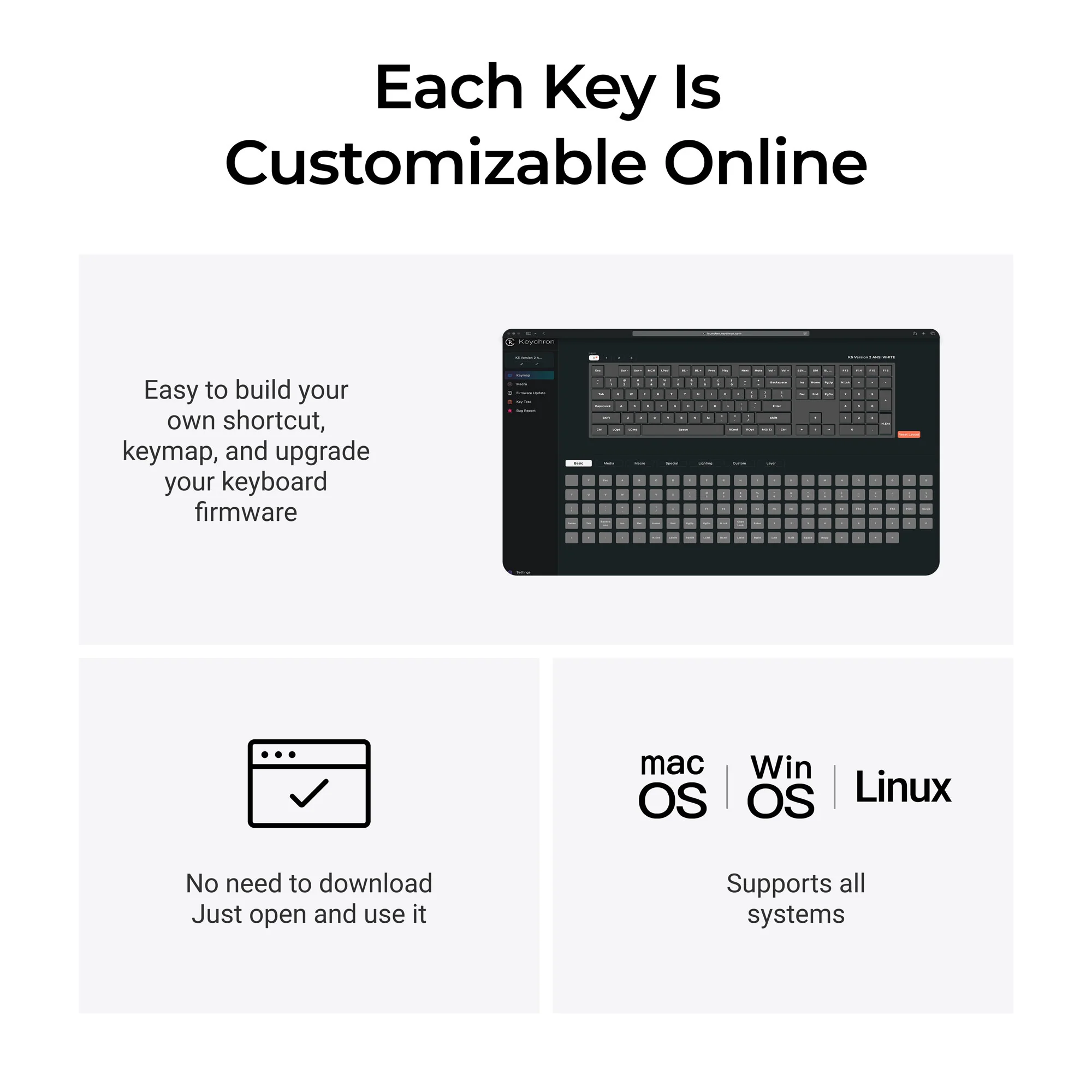 Teclado Mecânico Sem Fio Keychron K5 QMK (Versão 2)