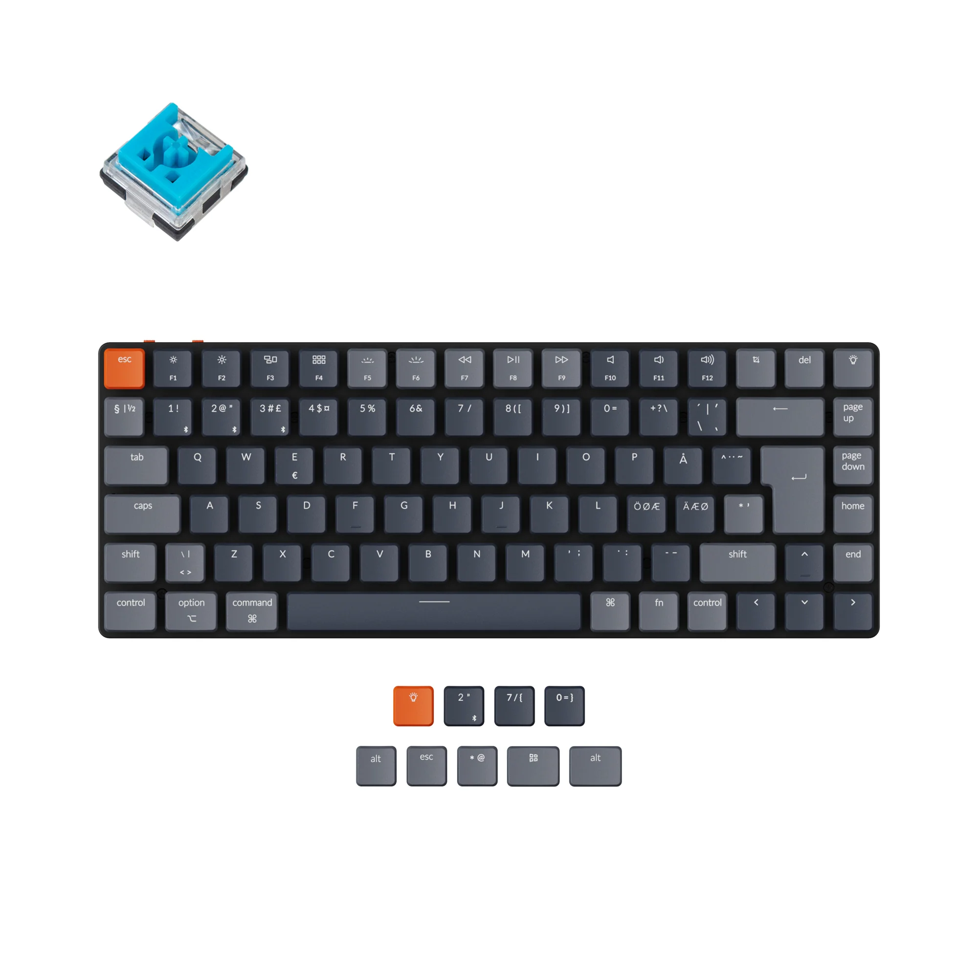 Teclado Mecânico Sem Fio Ultrafino Keychron K3 (Layout ISO Nórdico) - Versão 2