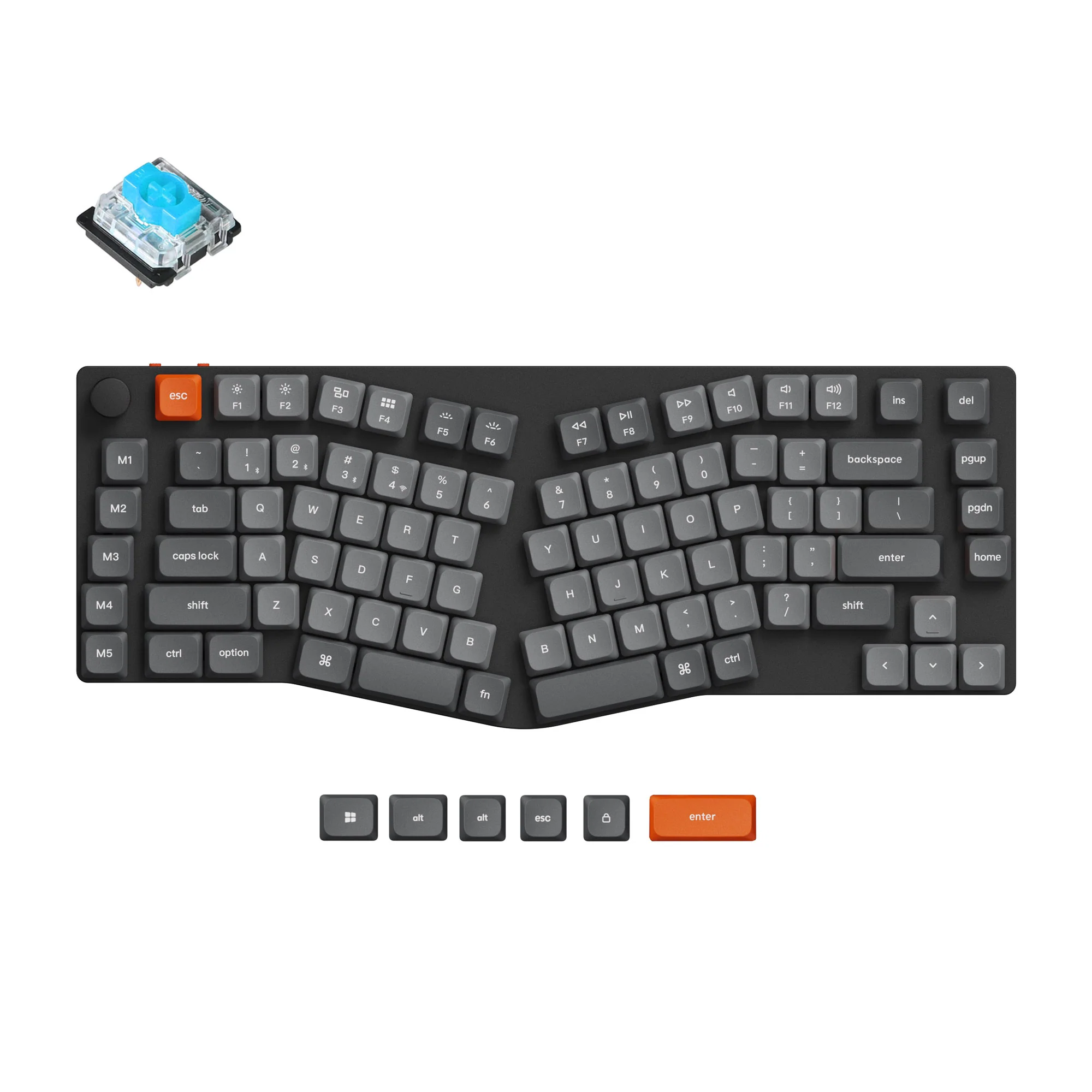 Teclado mecânico personalizado sem fio Keychron K15 Max (layout Alice) QMK