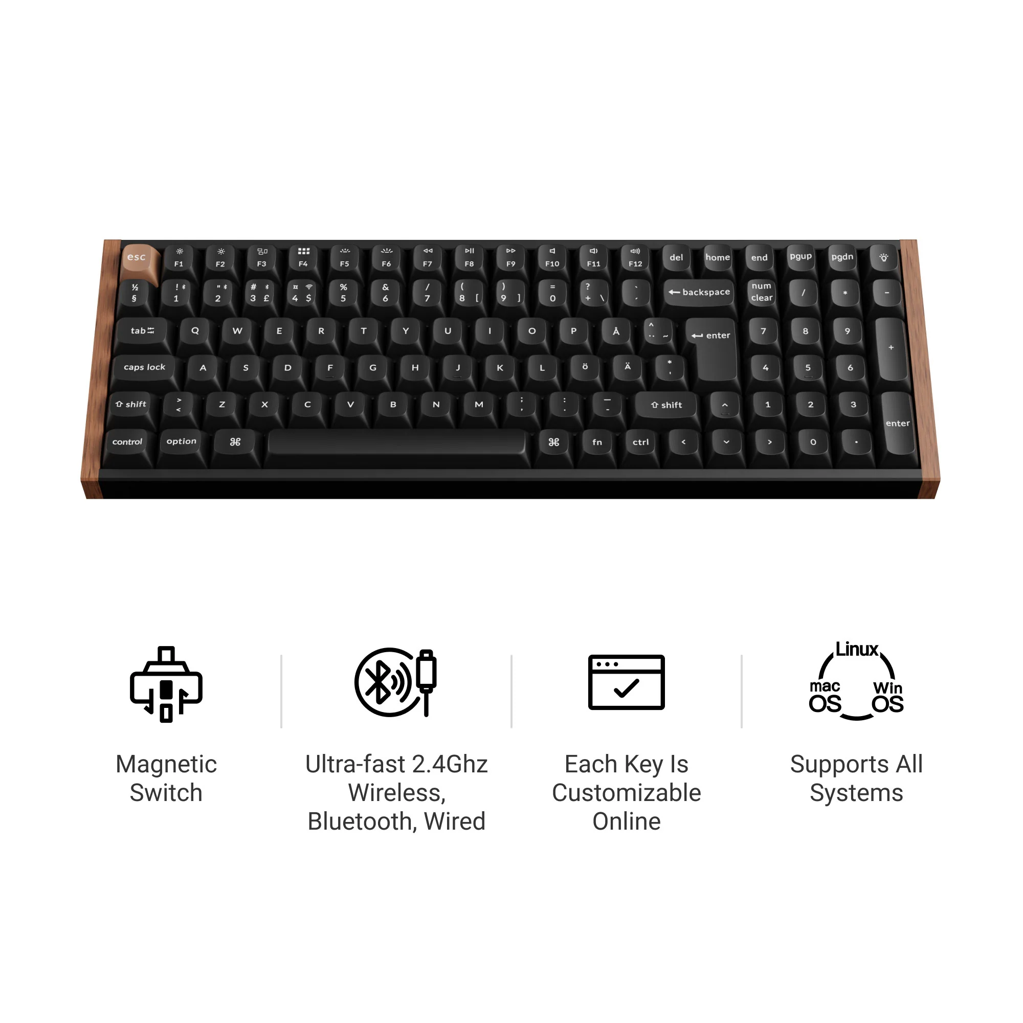 Keychron K4 HE Teclado sem fio personalizável com switch magnético, layout ISO - Coleção